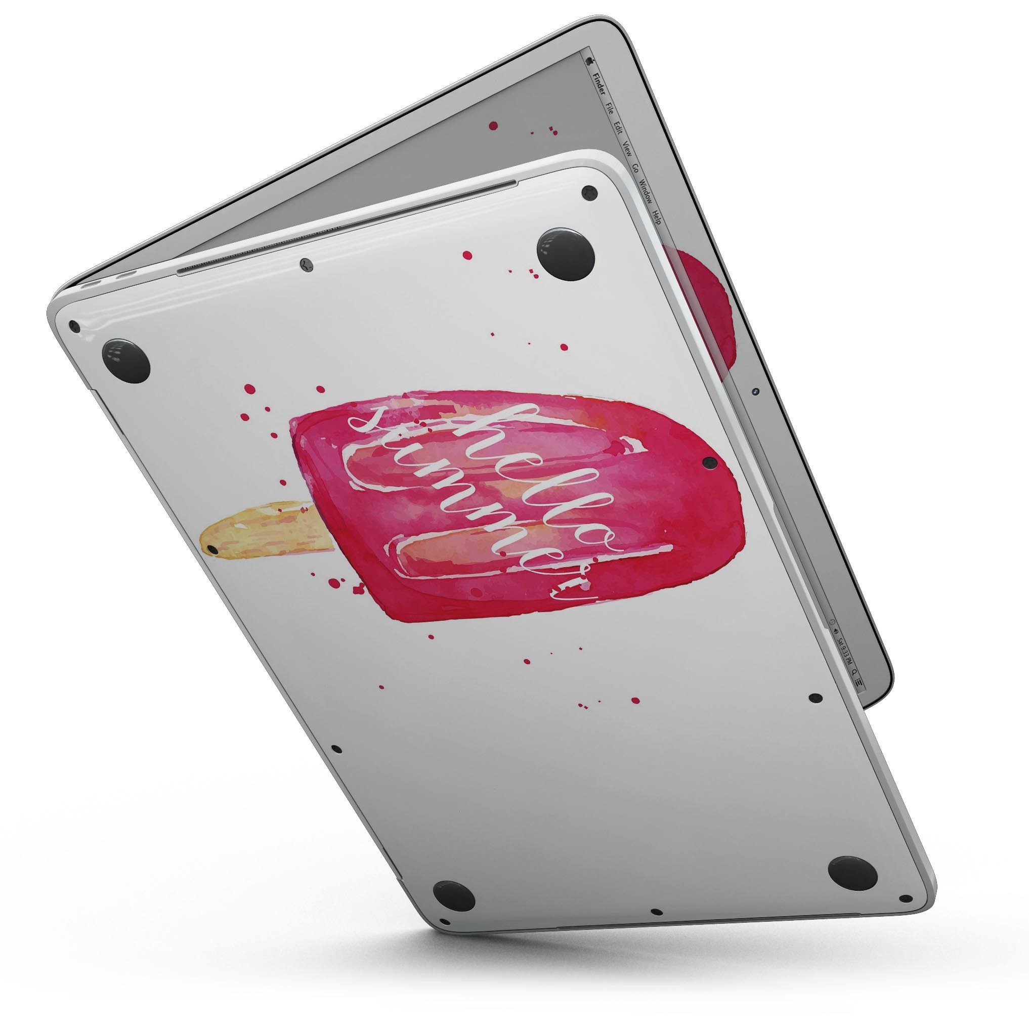 Hello Summer Popcicle Skin Kit for MacBook Pro with Touch Bar, featuring vibrant colors and a stylish design.