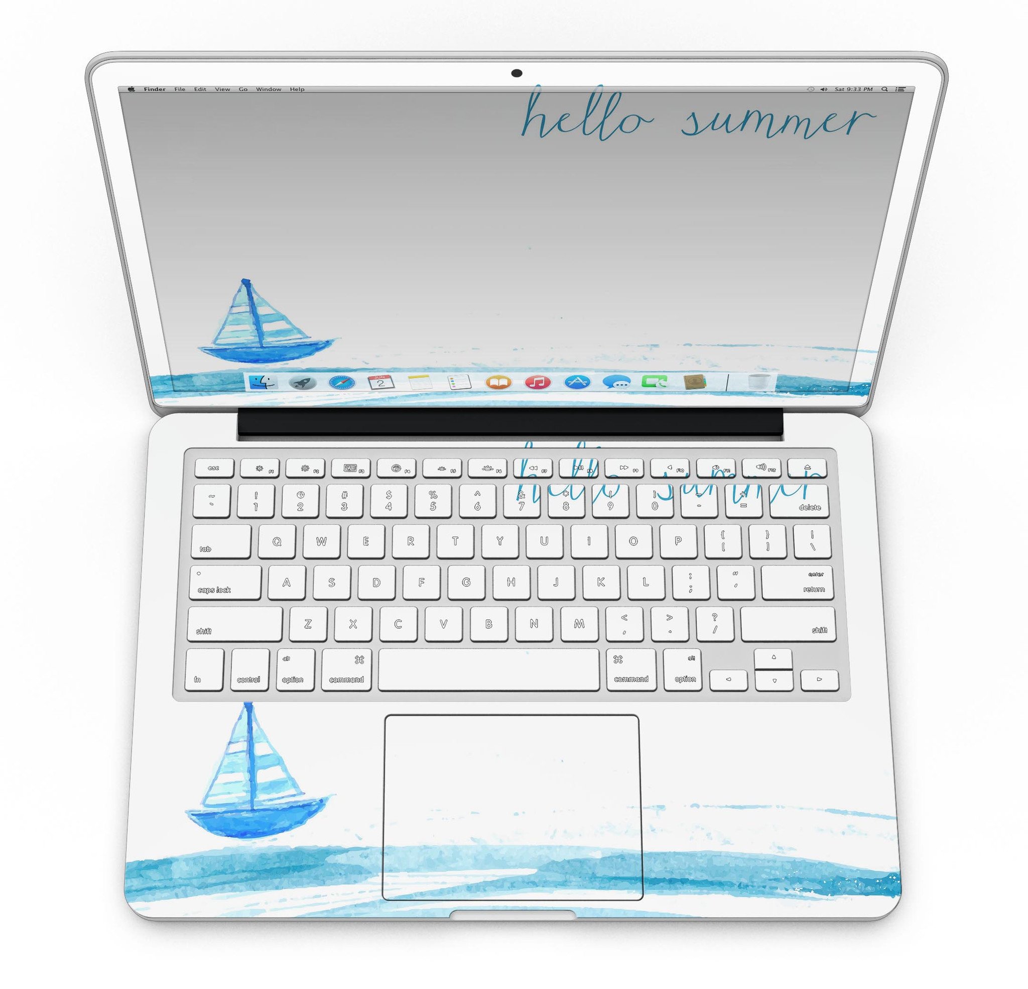 Hello Summer Sailboat skin for MacBook Pro with Retina Display, showcasing vibrant colors and a stylish design.