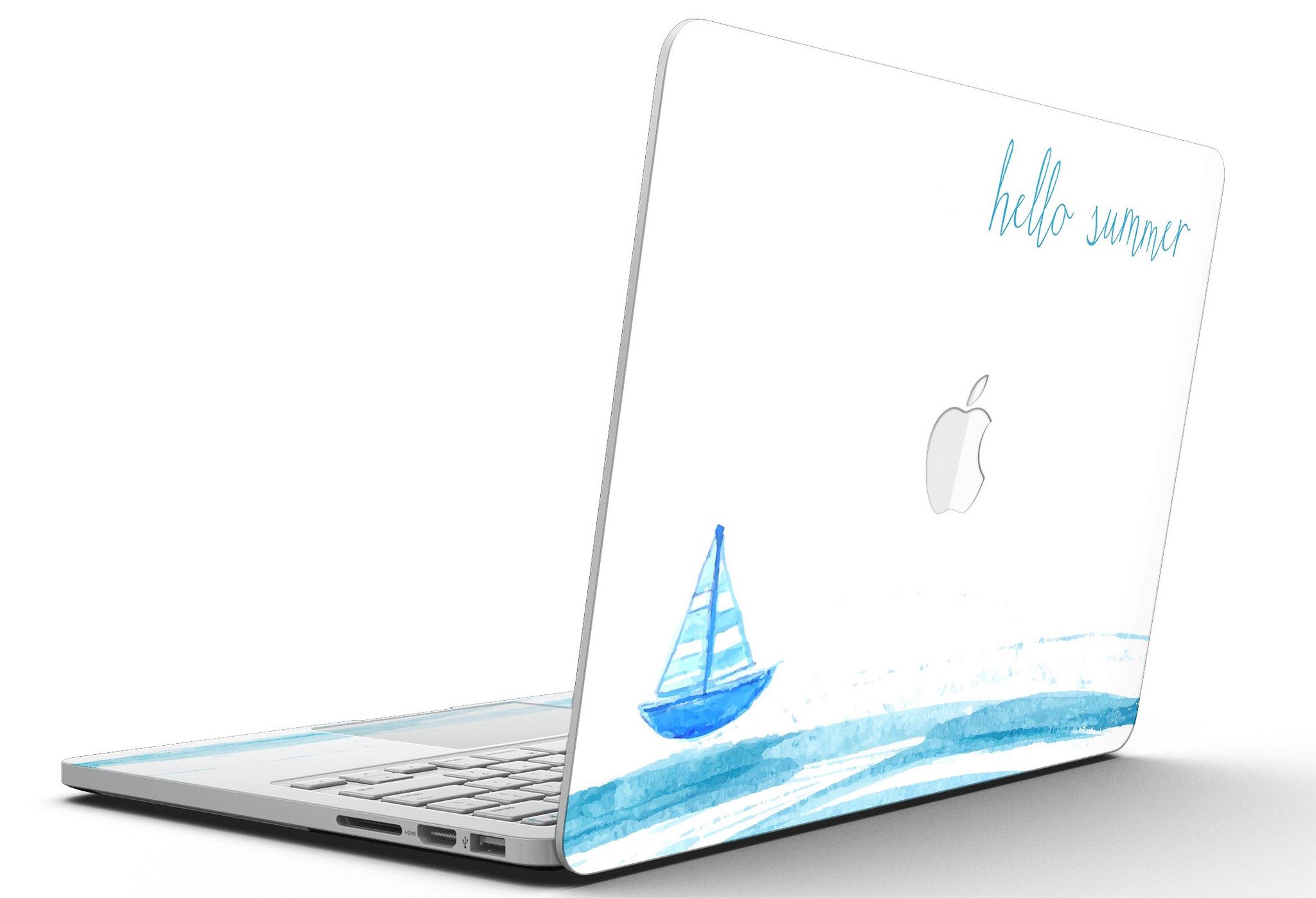 Hello Summer Sailboat skin for MacBook Pro with Retina Display, showcasing vibrant colors and a stylish design.