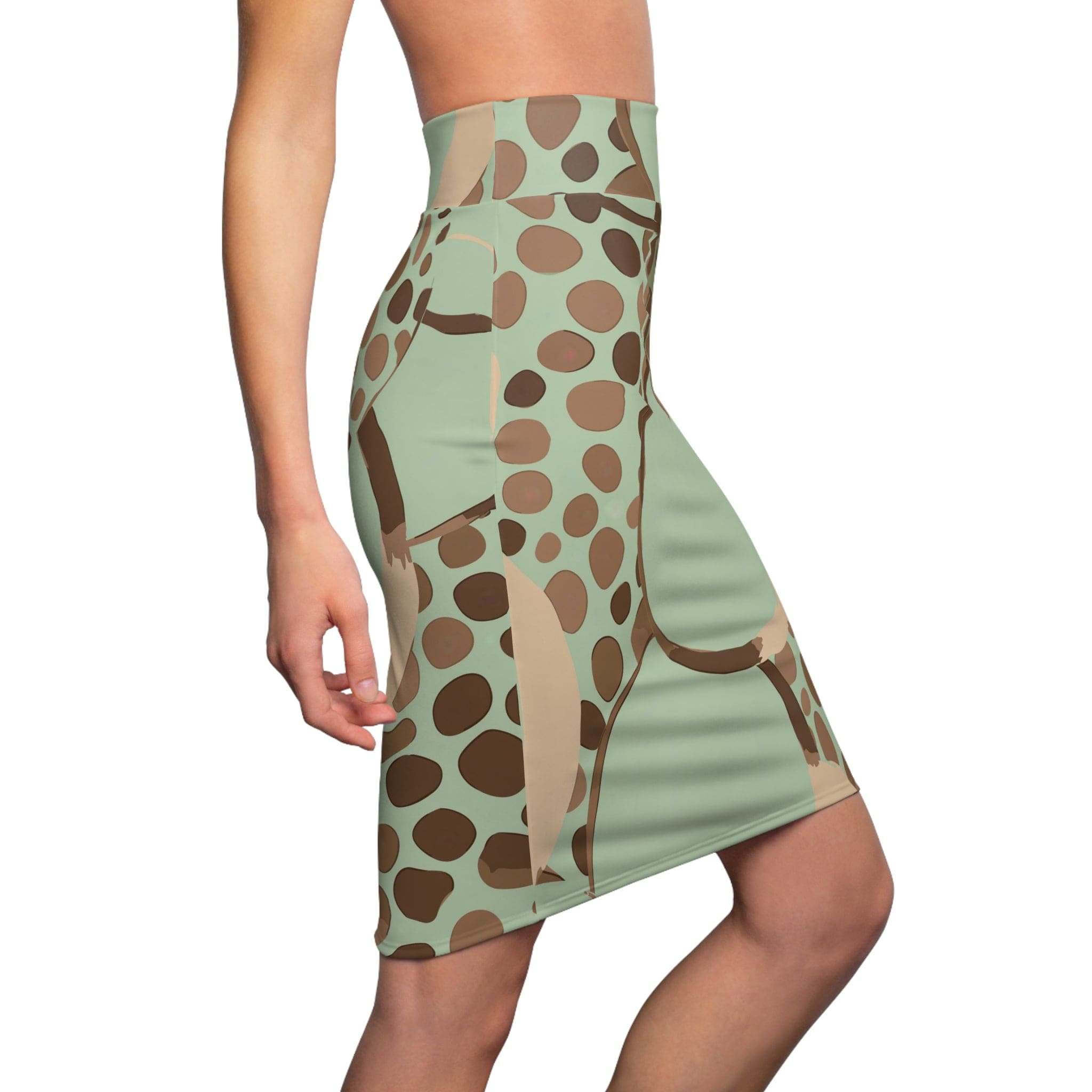 High Waist Women's Pencil Skirt in mint green, showcasing its sleek design and contour stretch fabric.
