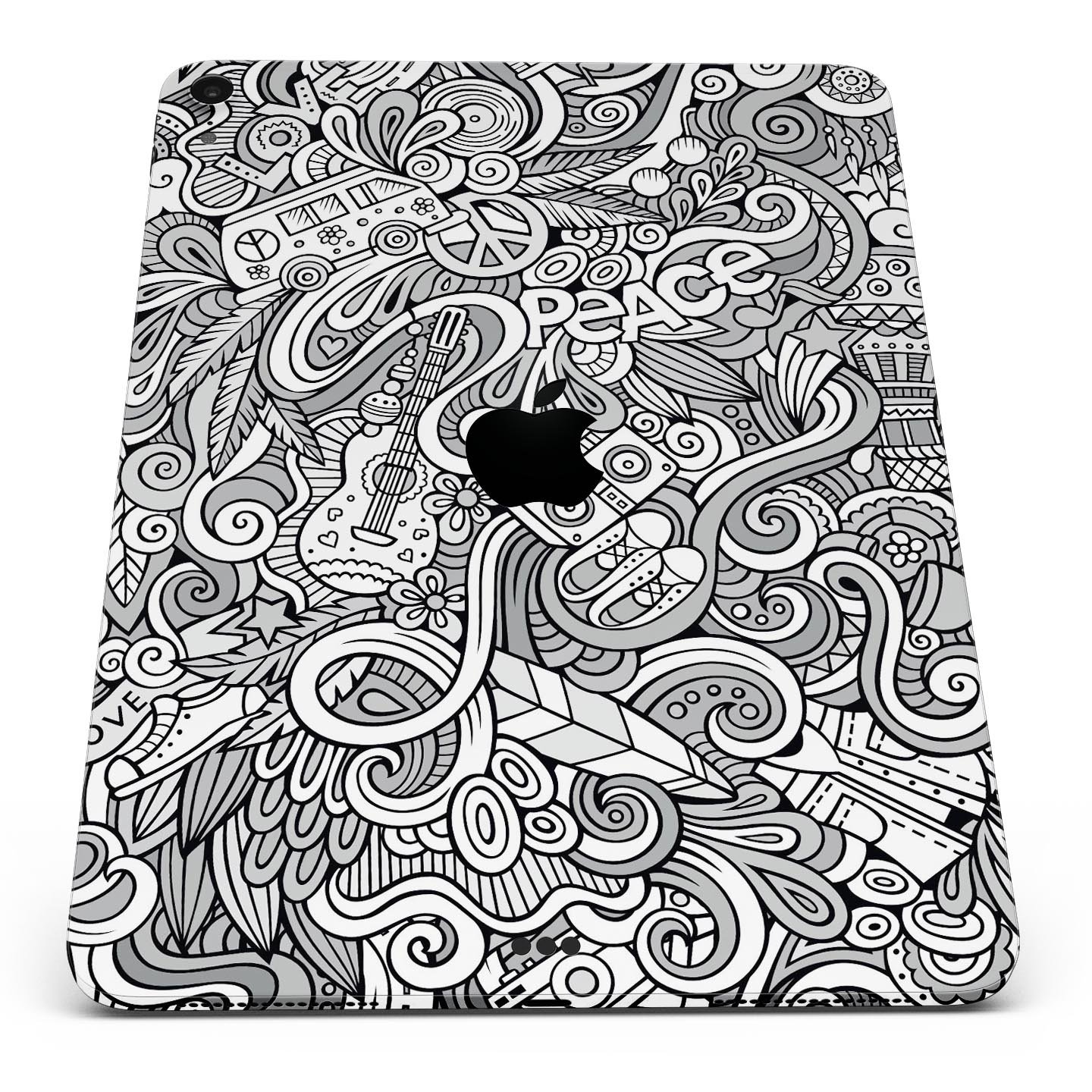 Hippie Dippie Doodles Full Body Skin Decal for Apple iPad Pro, showcasing vibrant colors and intricate designs on a sleek device.