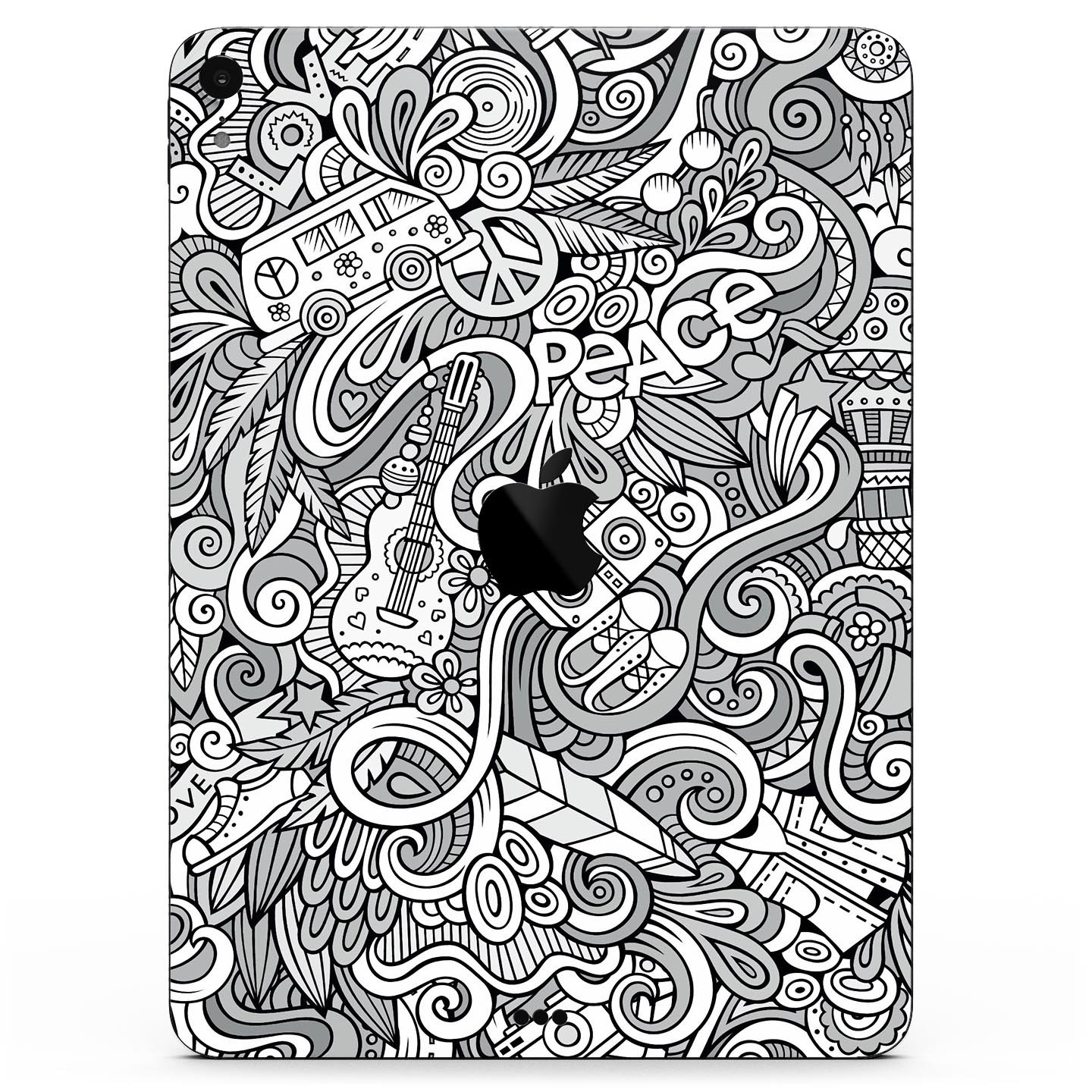 Hippie Dippie Doodles Full Body Skin Decal for Apple iPad Pro, showcasing vibrant colors and intricate designs on a sleek device.