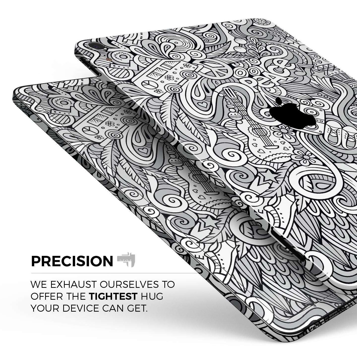 Hippie Dippie Doodles Full Body Skin Decal for Apple iPad Pro, showcasing vibrant colors and intricate designs on a sleek device.