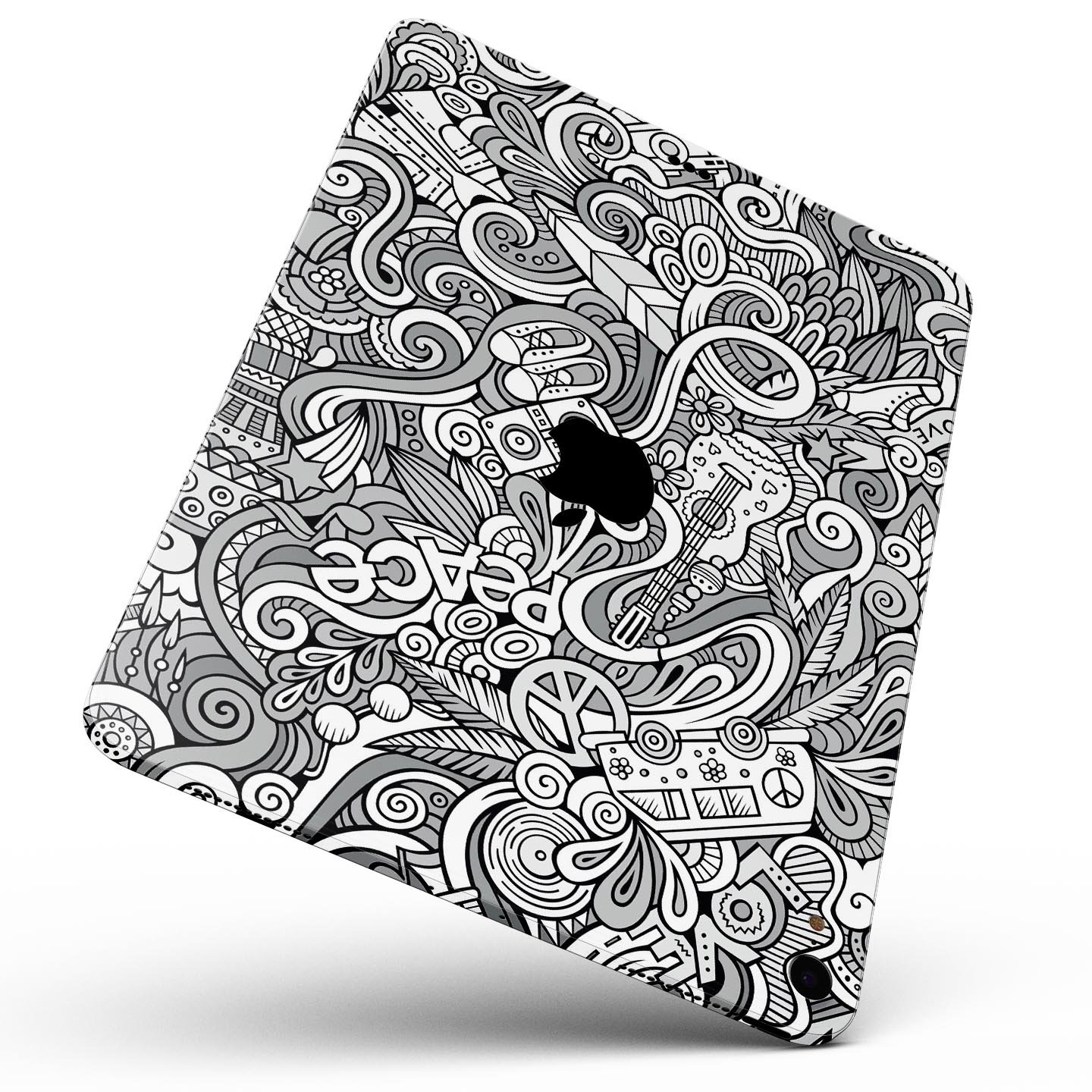 Hippie Dippie Doodles Full Body Skin Decal for Apple iPad Pro, showcasing vibrant colors and intricate designs on a sleek device.