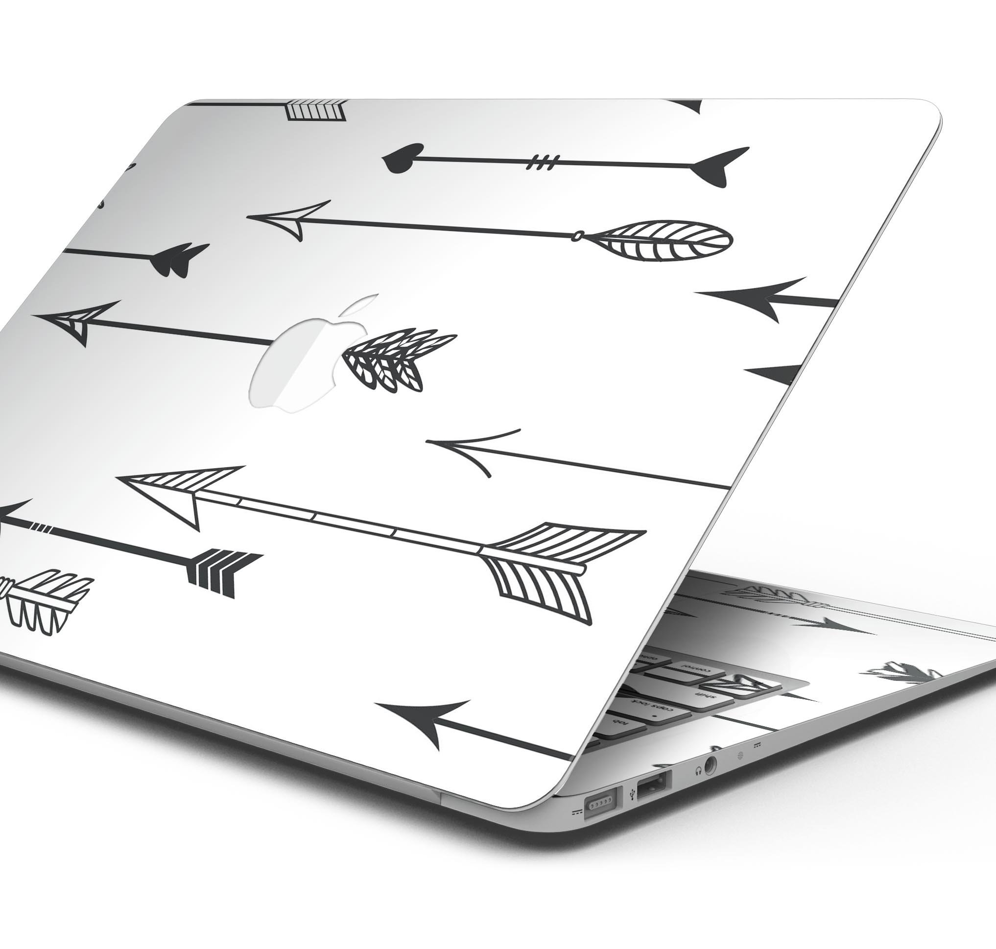 Hipster Arrow Pattern skin decal wrap kit for Apple MacBook, showcasing stylish arrow design and premium vinyl material.