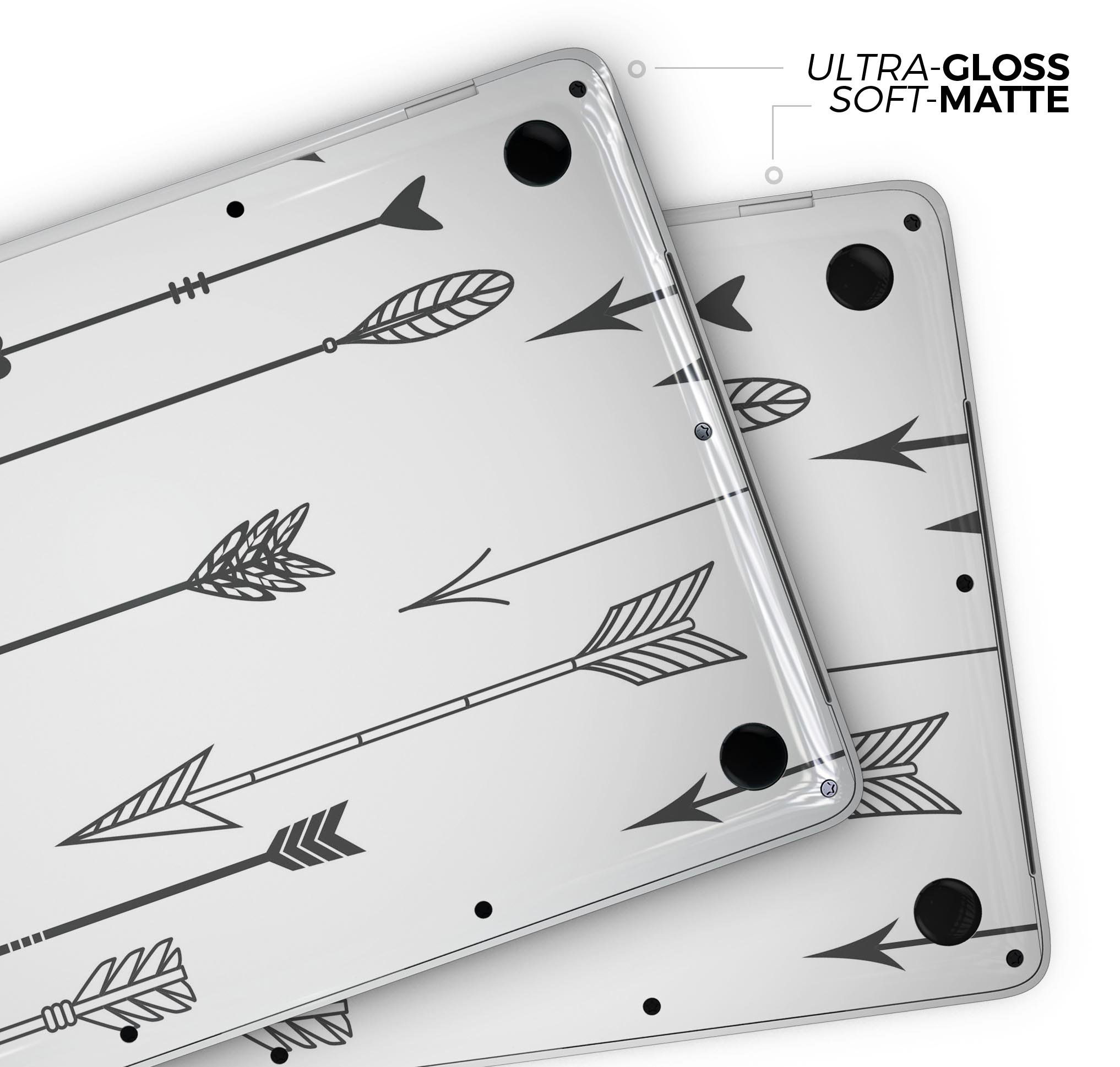 Hipster Arrow Pattern skin decal wrap kit for Apple MacBook, showcasing stylish arrow design and premium vinyl material.