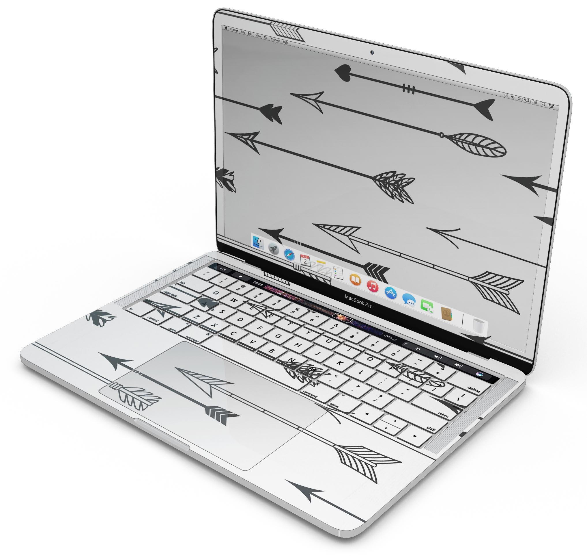 Hipster Arrow Pattern skin decal wrap kit for Apple MacBook, showcasing stylish arrow design and premium vinyl material.