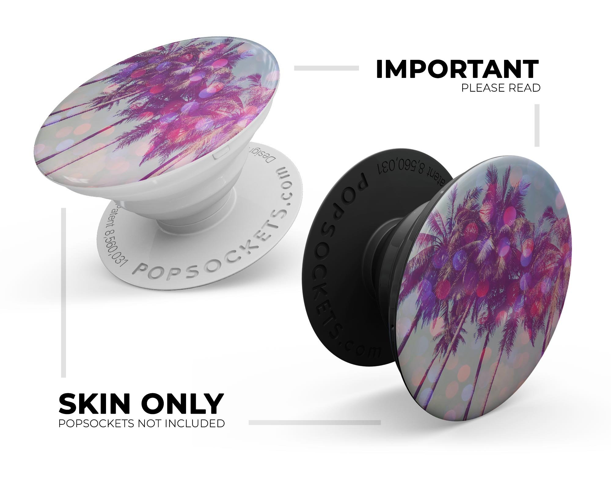Hollywood Glamour Skin Kit for PopSockets featuring vibrant designs and premium vinyl material.