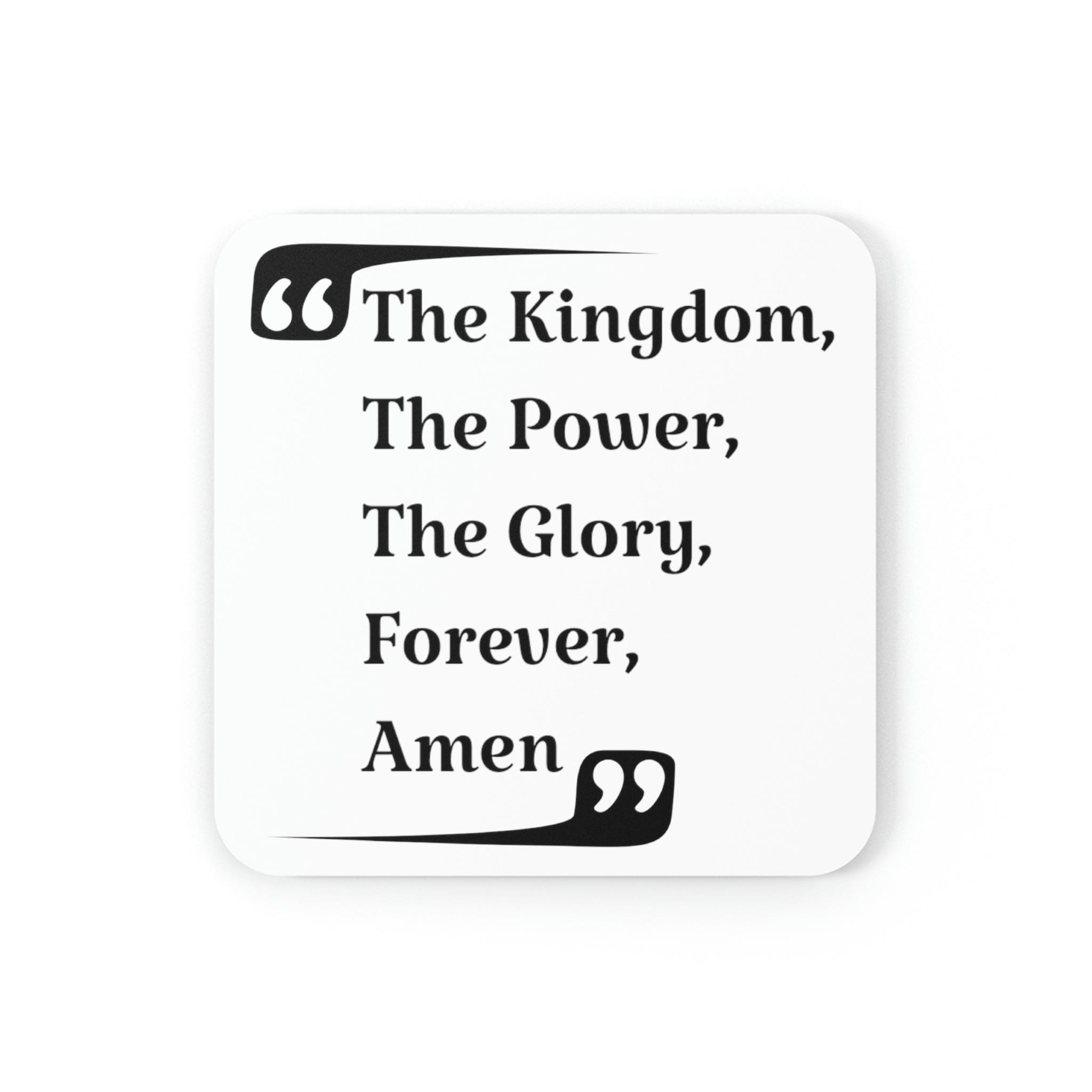 A stylish 4-piece coaster set featuring a high-gloss top and cork backing, perfect for home or office use.