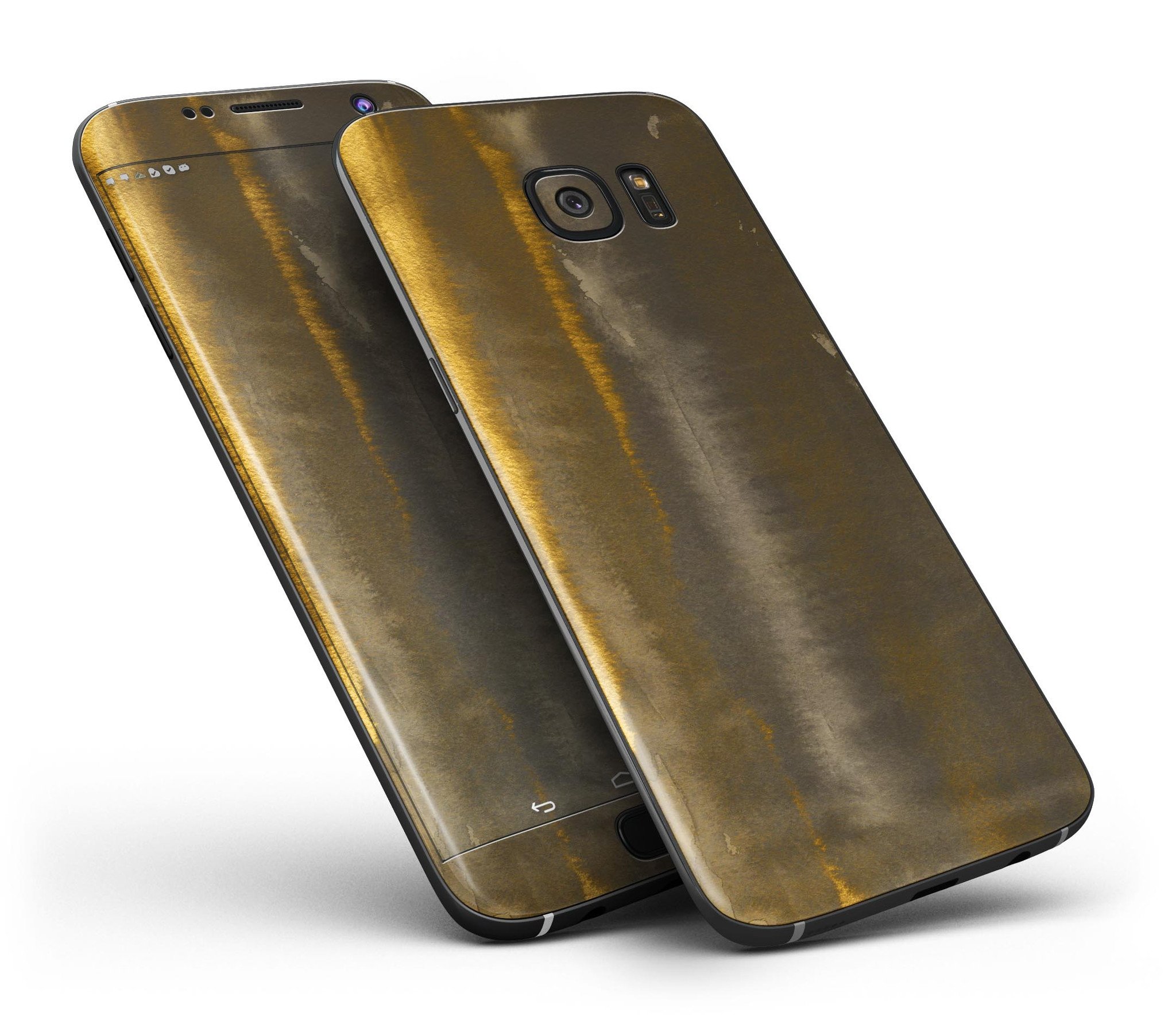 Horizontal Gold Landscape Skin-Kit for Samsung Galaxy S7 and S7 Edge, showcasing a stylish design with premium vinyl material.