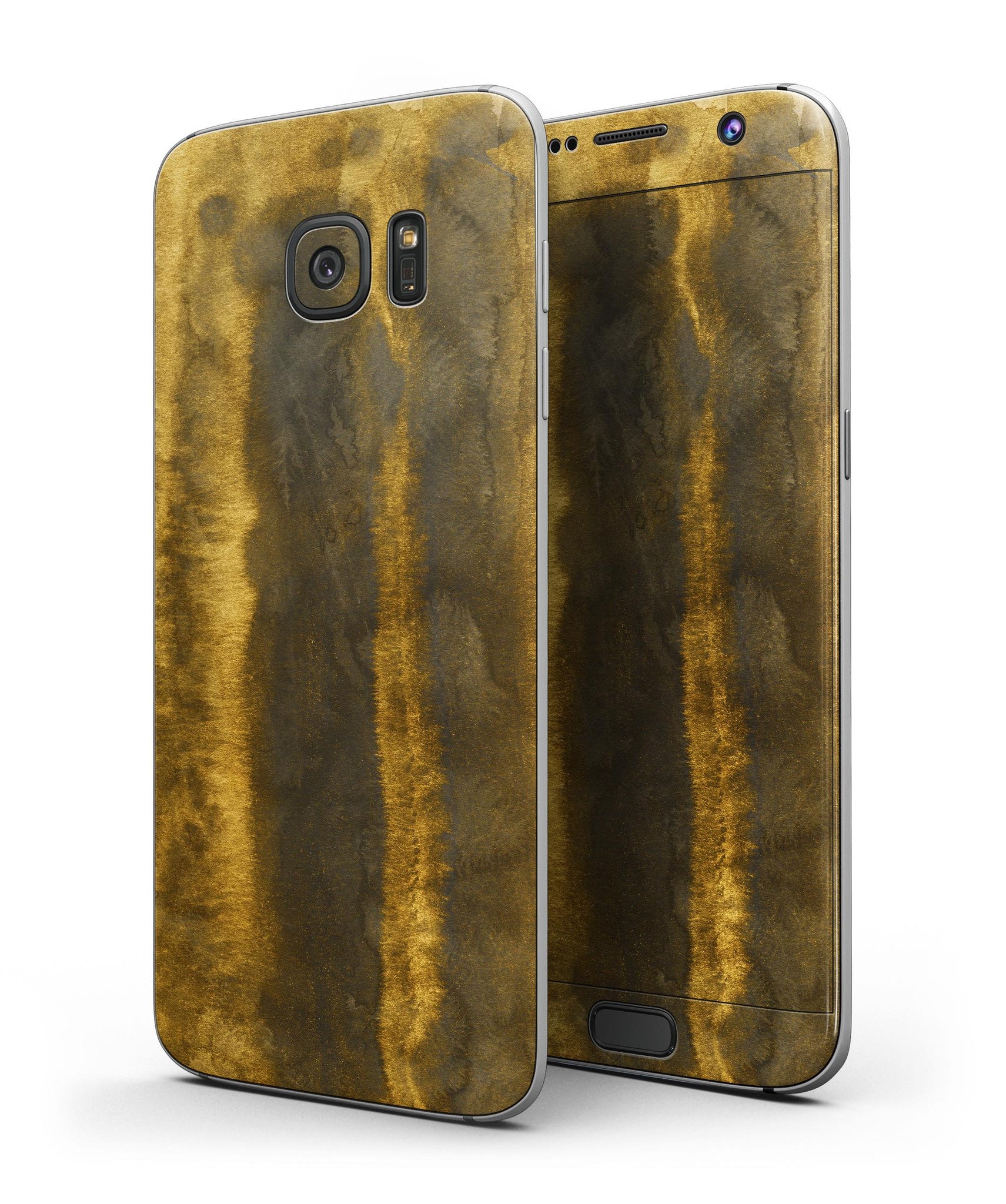 Horizontal Golden Caverns Full Body Skin-Kit for Samsung Galaxy S7 and S7 Edge, showcasing premium vinyl design and finishes.