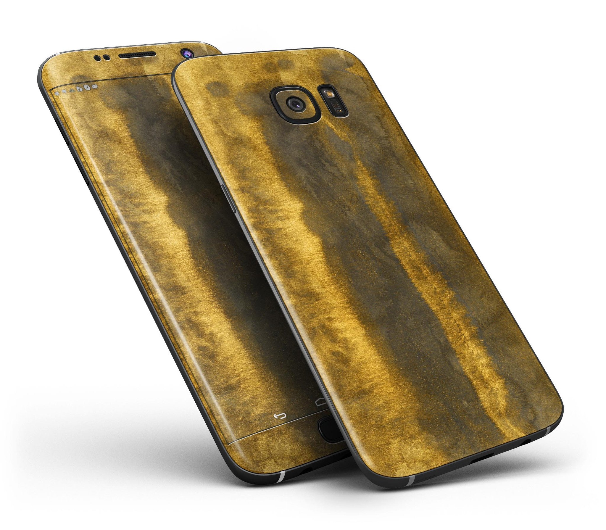Horizontal Golden Caverns Full Body Skin-Kit for Samsung Galaxy S7 and S7 Edge, showcasing premium vinyl design and finishes.