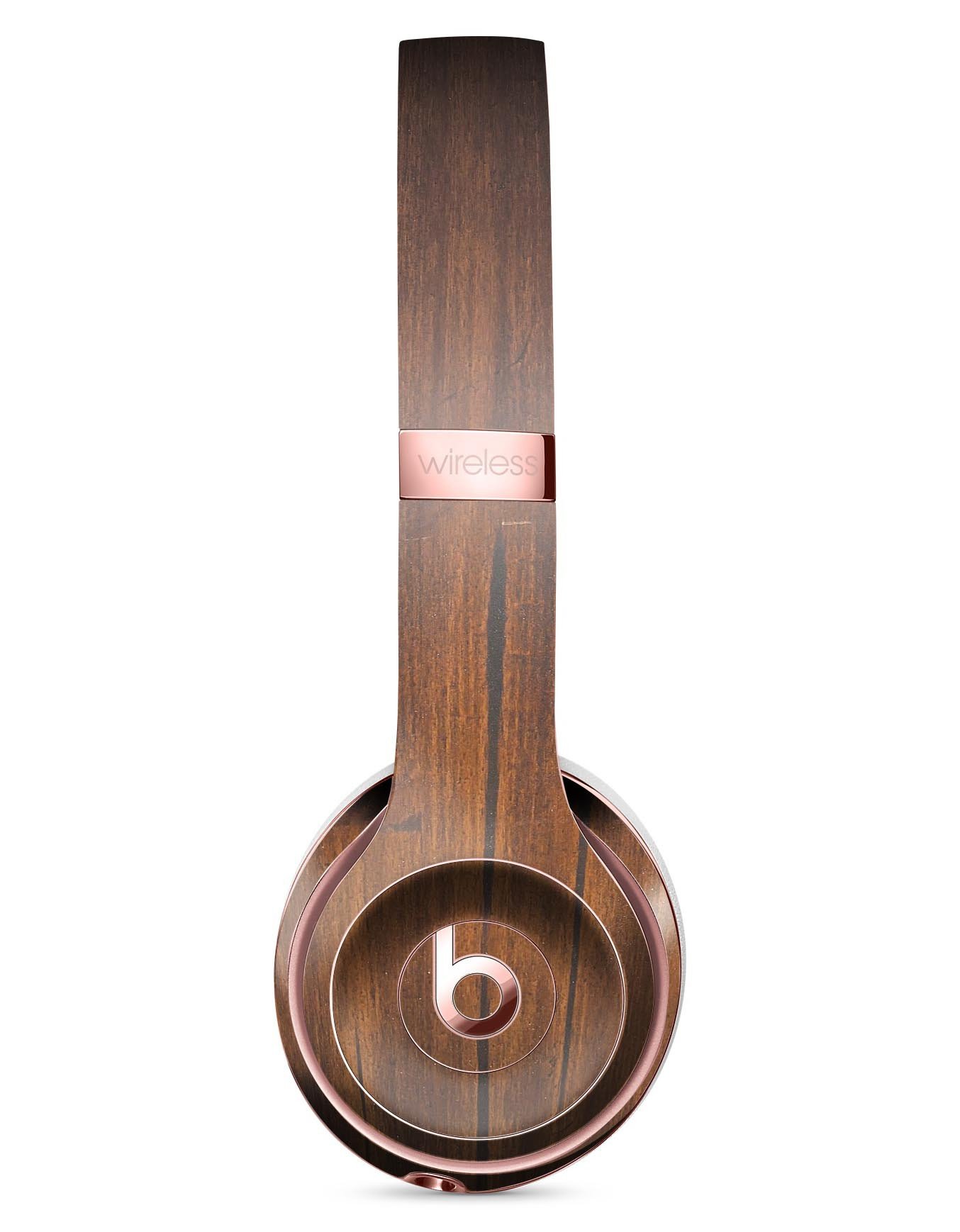 Horizontal Rich Woodgrain Full-Body Skin Kit for Beats by Dre Solo 3 Wireless Headphones, showcasing a stylish woodgrain design.