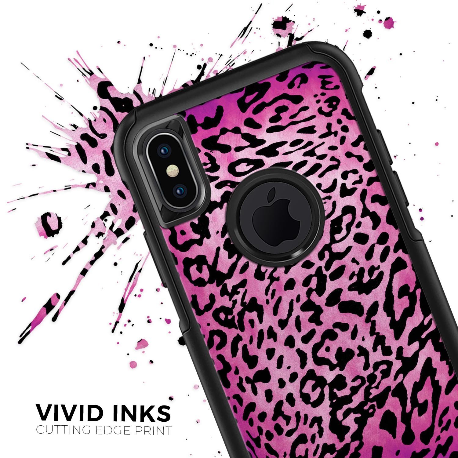Hot Pink Cheetah Animal Print Skin Kit for iPhone OtterBox Cases, showcasing vibrant colors and stylish design.