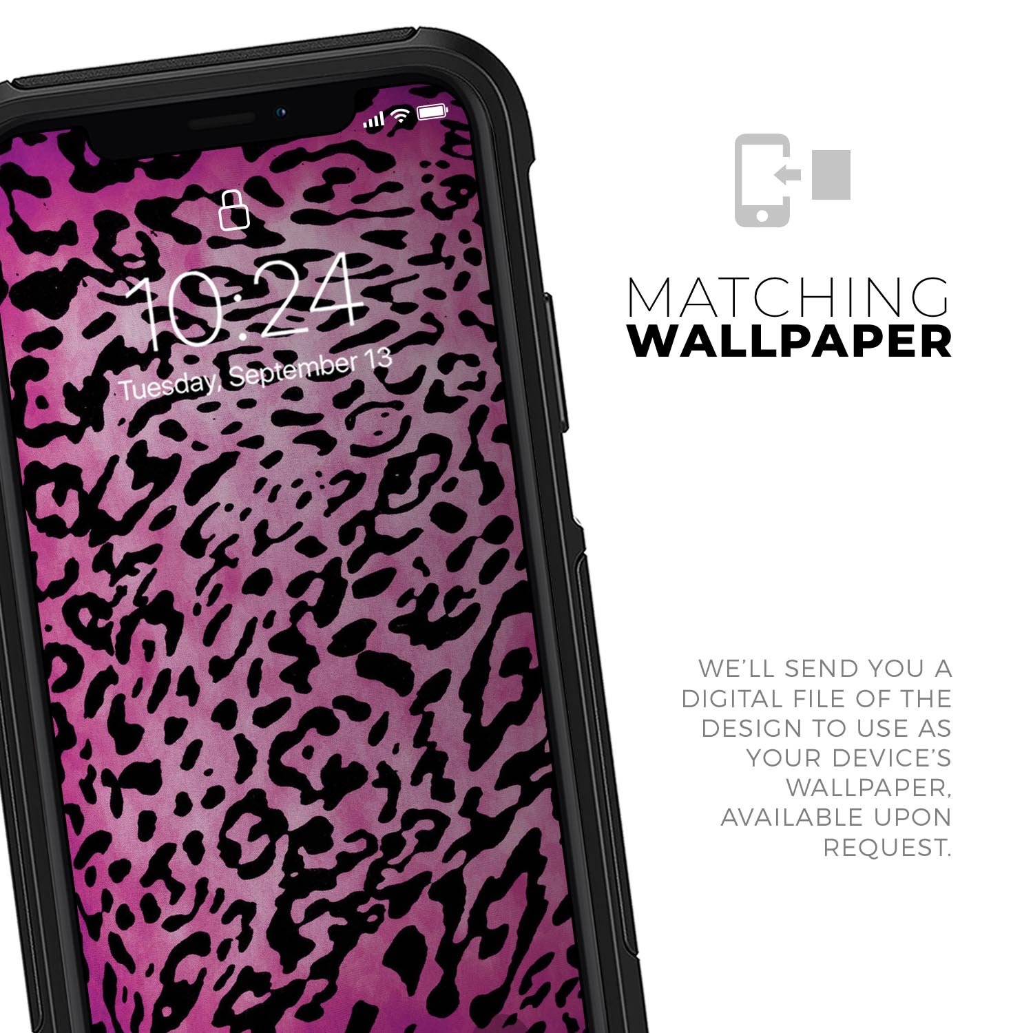 Hot Pink Cheetah Animal Print Skin Kit for iPhone OtterBox Cases, showcasing vibrant colors and stylish design.