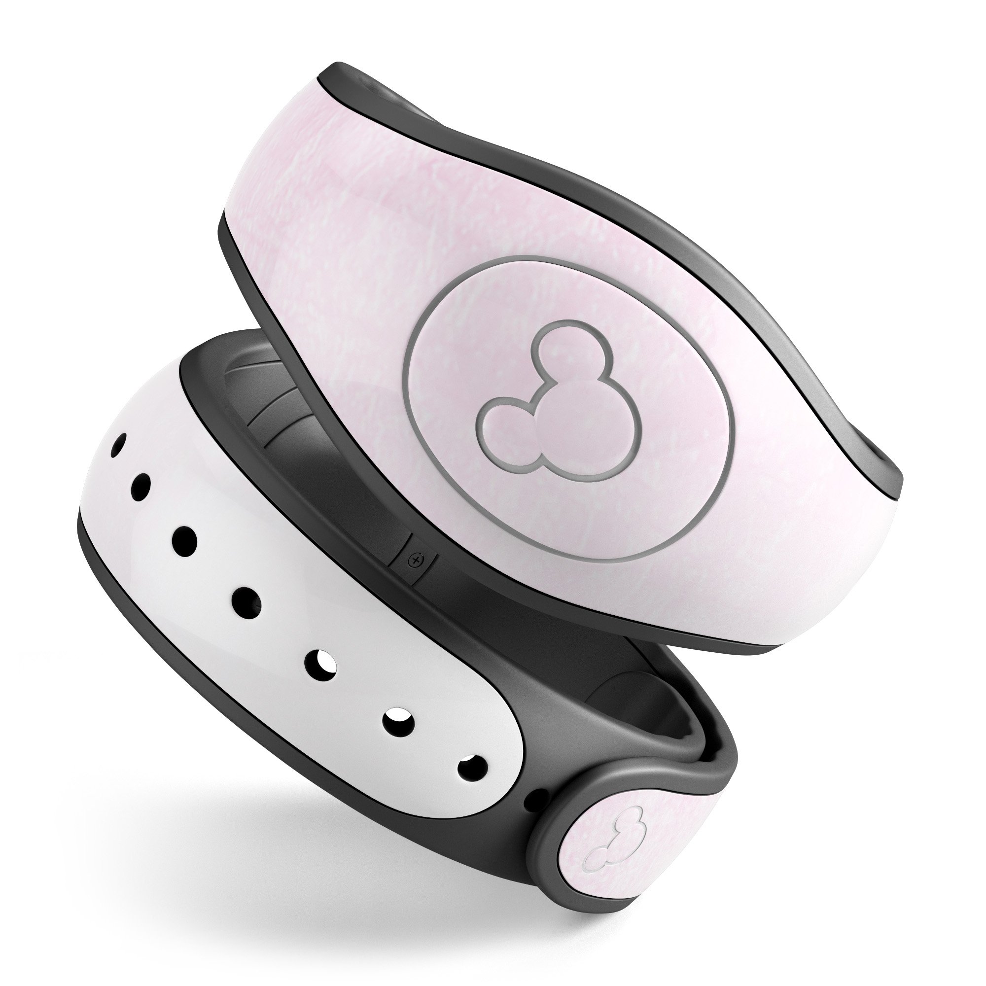 Hot Pink Fade to White decal skin wrap kit for Disney Magic Band, showcasing vibrant colors and high-quality design.
