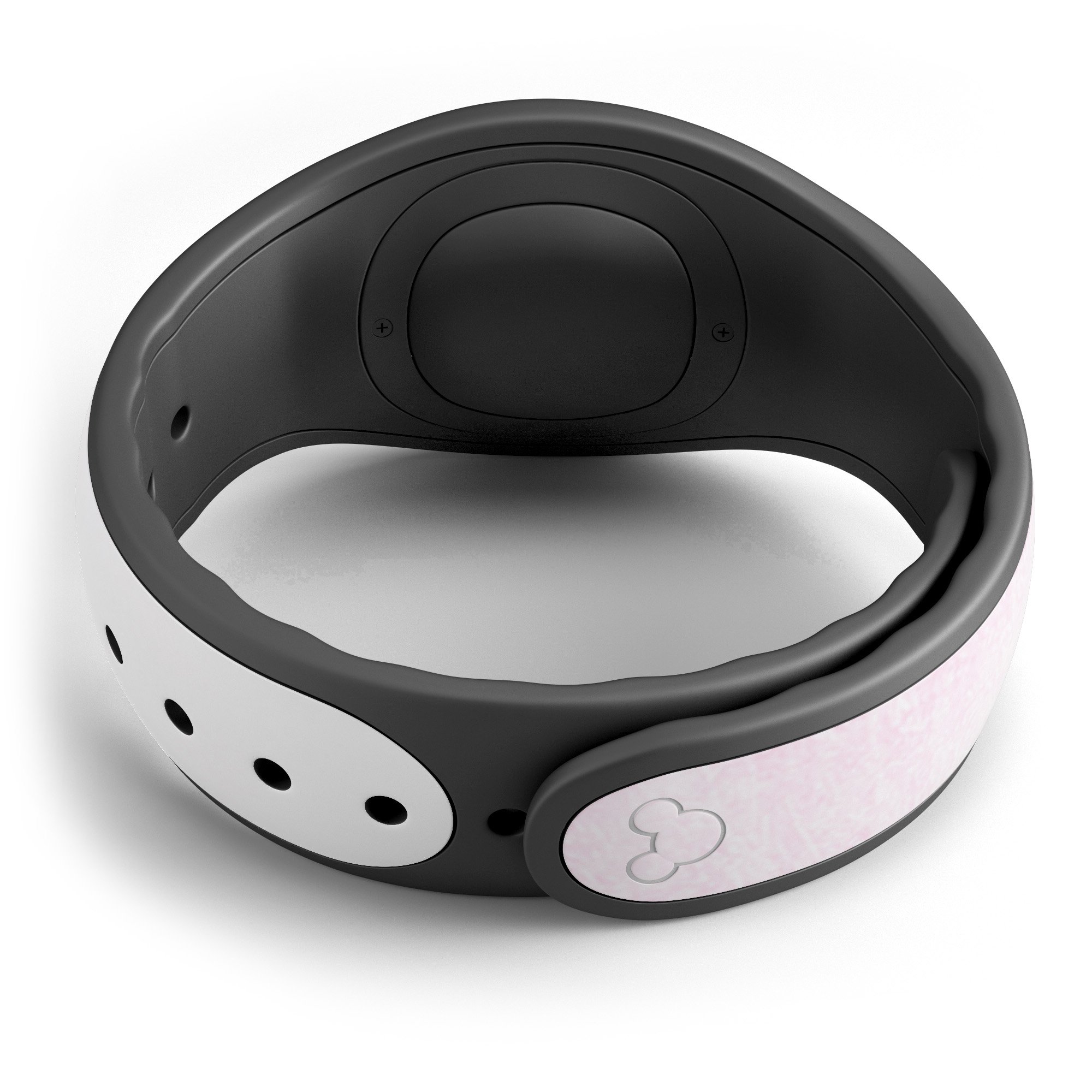 Hot Pink Fade to White decal skin wrap kit for Disney Magic Band, showcasing vibrant colors and high-quality design.
