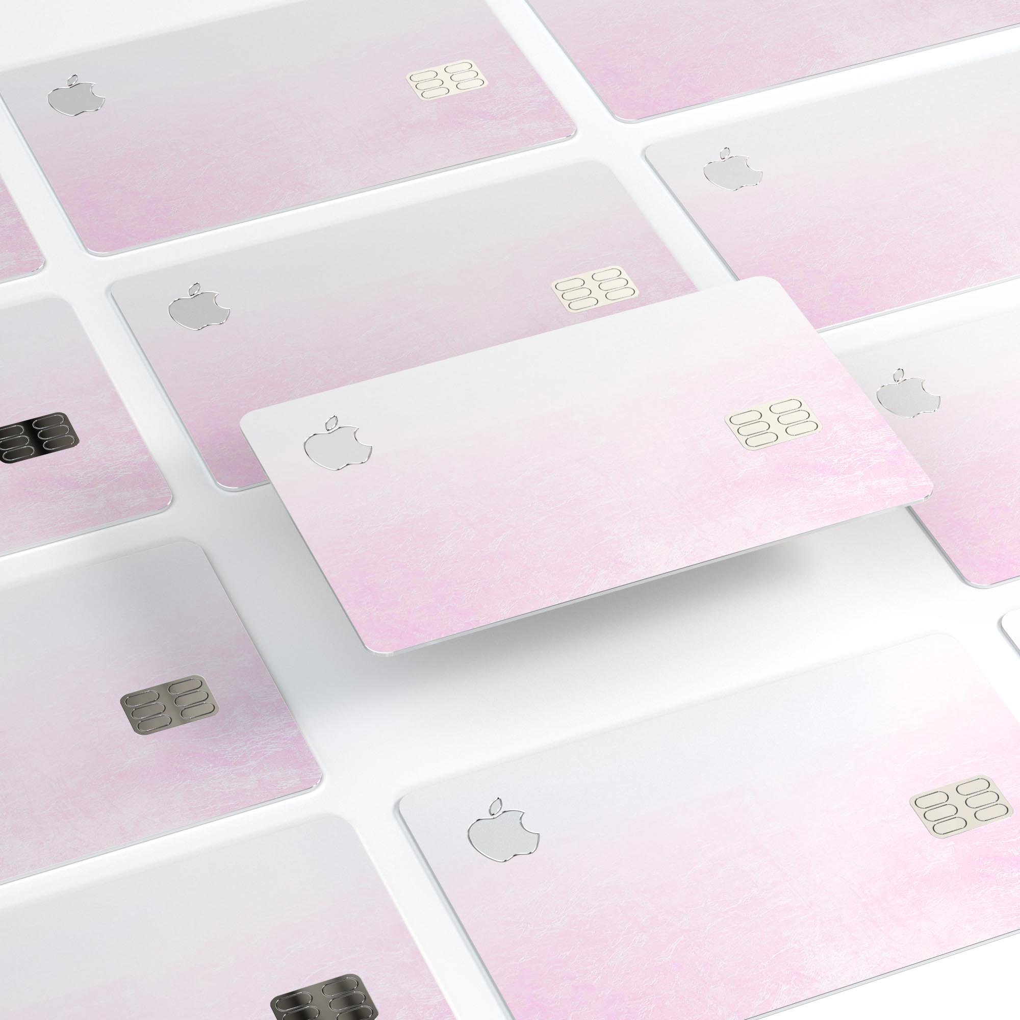 Hot Pink Fade to White Premium Protective Decal Skin-Kit for Apple Card, showcasing vibrant colors and a sleek design.
