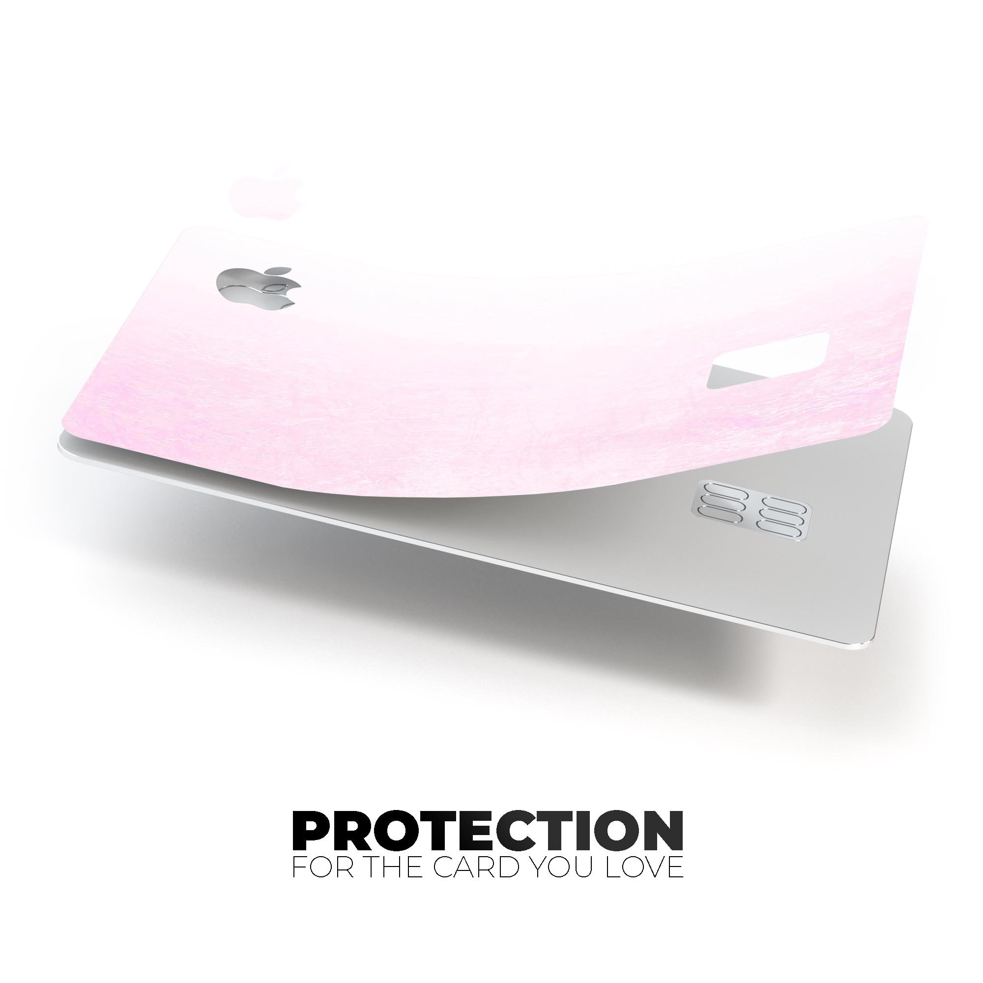 Hot Pink Fade to White Premium Protective Decal Skin-Kit for Apple Card, showcasing vibrant colors and a sleek design.