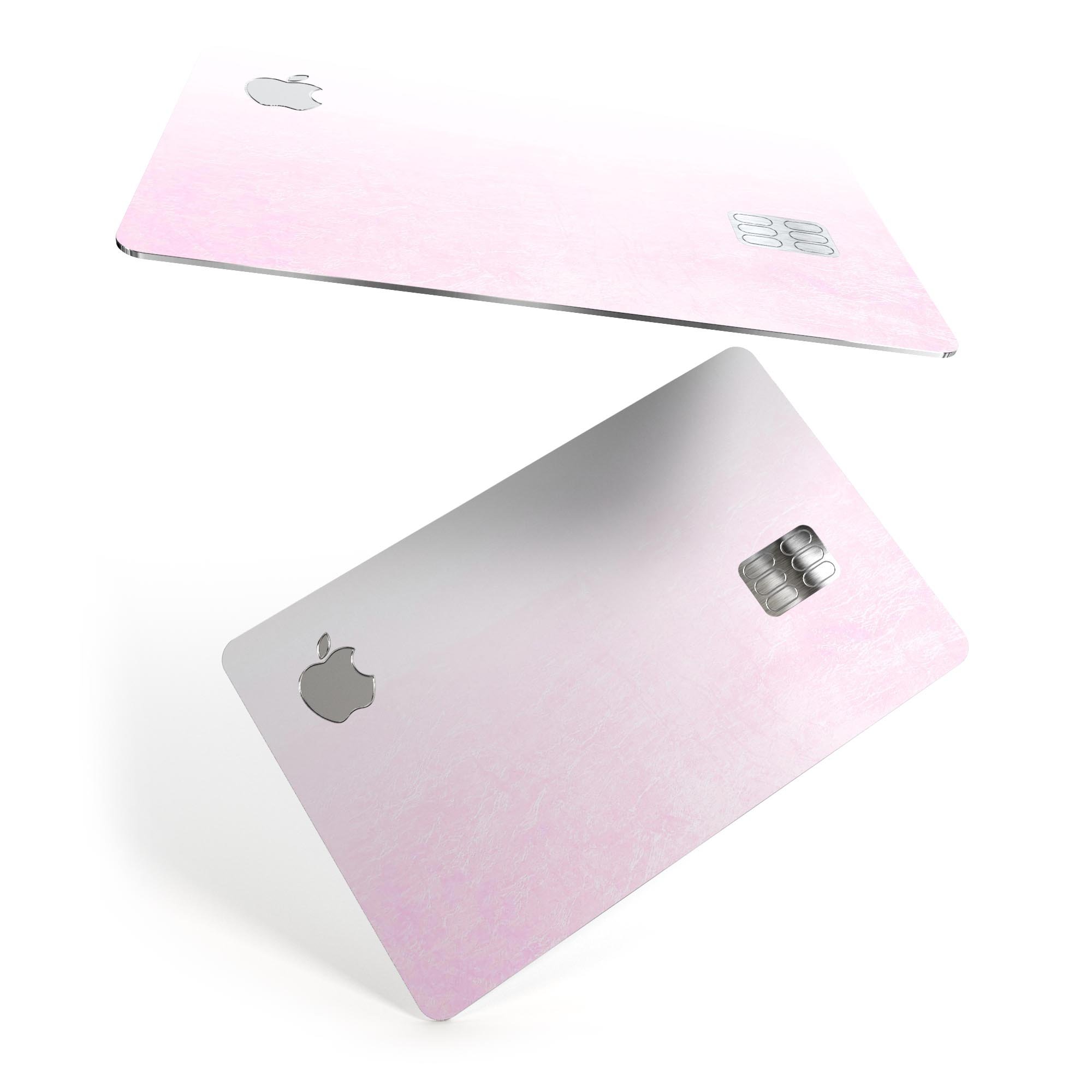 Hot Pink Fade to White Premium Protective Decal Skin-Kit for Apple Card, showcasing vibrant colors and a sleek design.