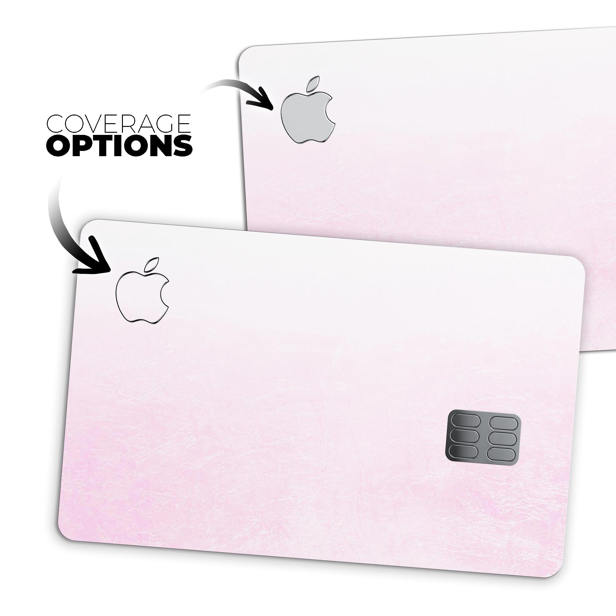 Hot Pink Fade to White Premium Protective Decal Skin-Kit for Apple Card, showcasing vibrant colors and a sleek design.