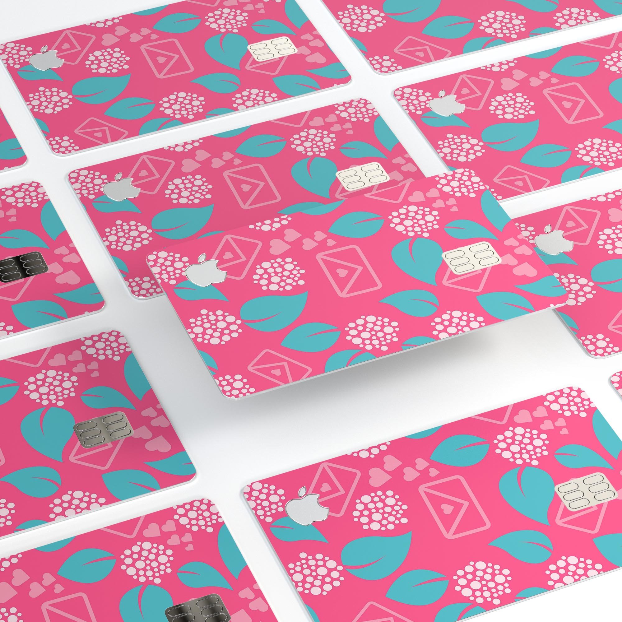 Colorful patterned credit cards arrangement.