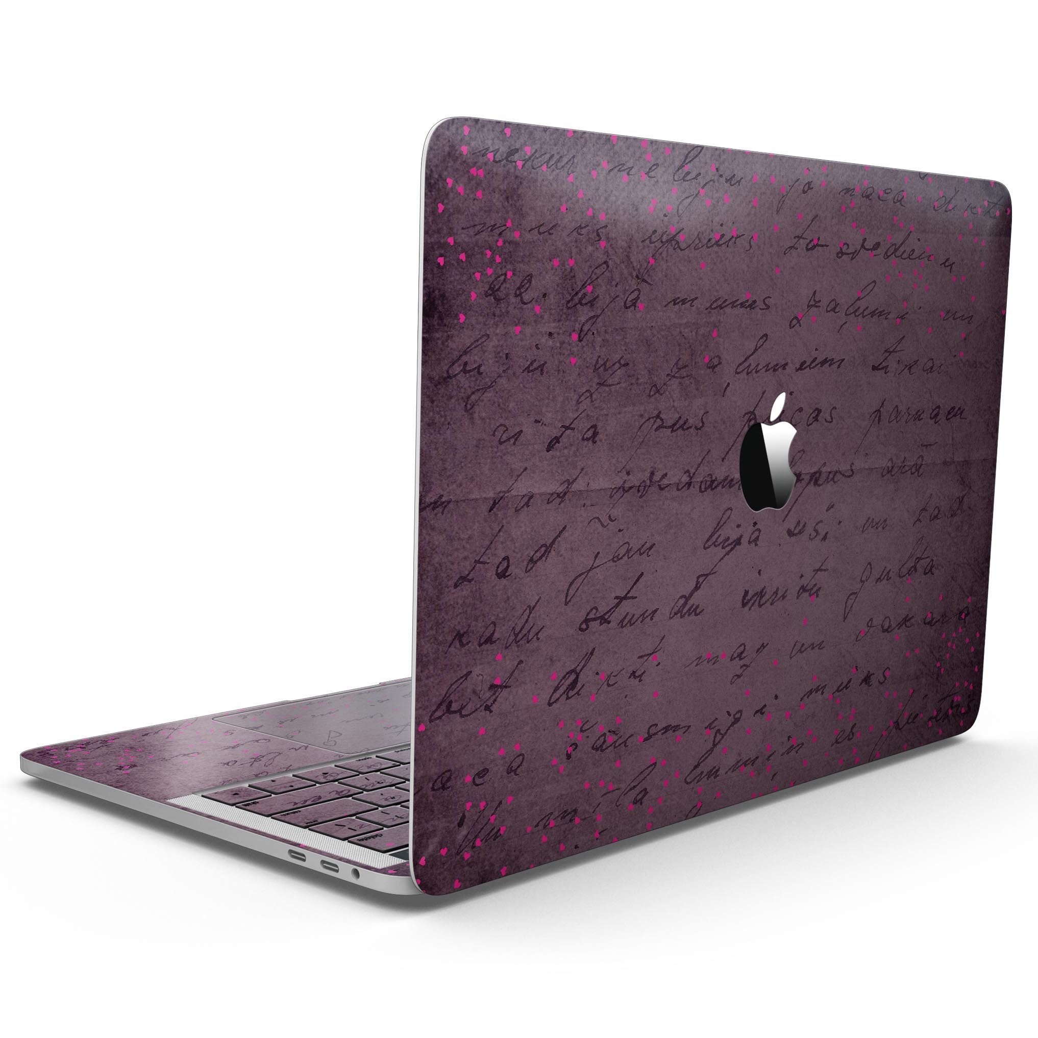 Laptop with handwritten text decal.