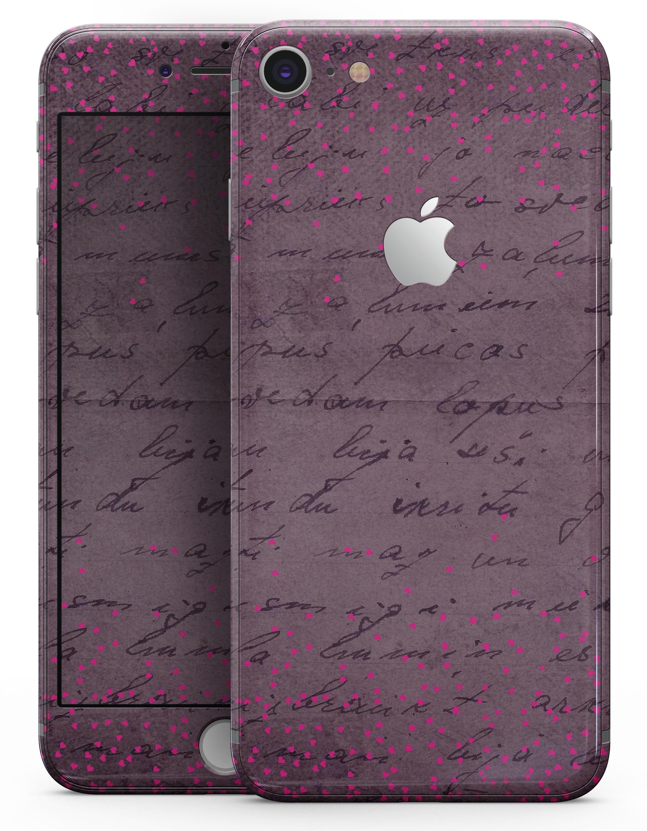 Purple iPhone with handwritten design.