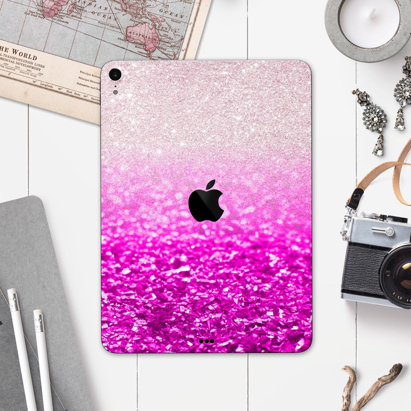 Pink glitter Apple iPad cover