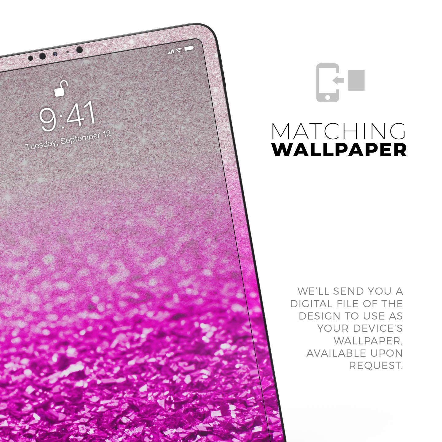 Phone screen with glitter wallpaper.