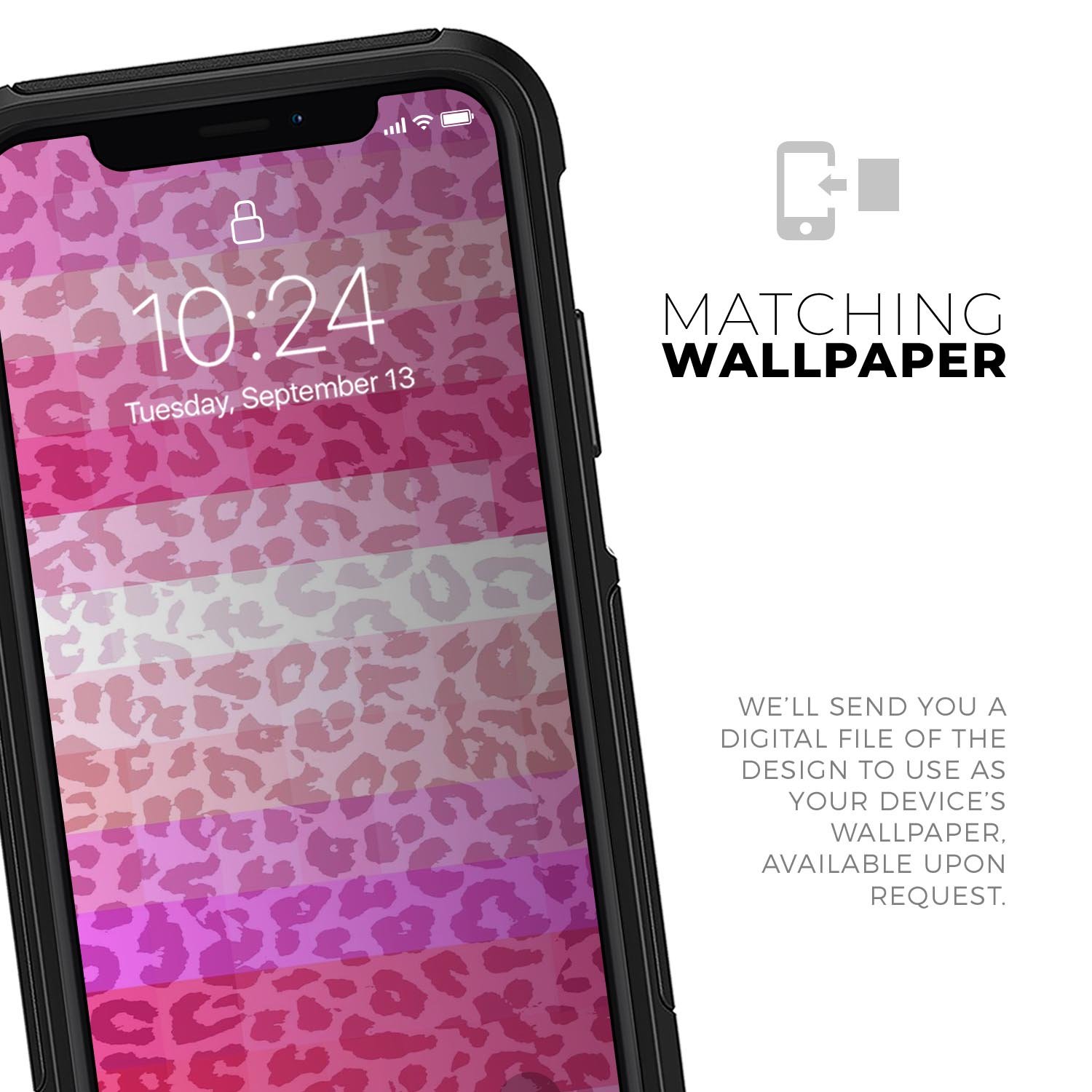 Hot Pink Striped Cheetah Print Skin Kit for iPhone OtterBox, showcasing vibrant colors and stylish design.