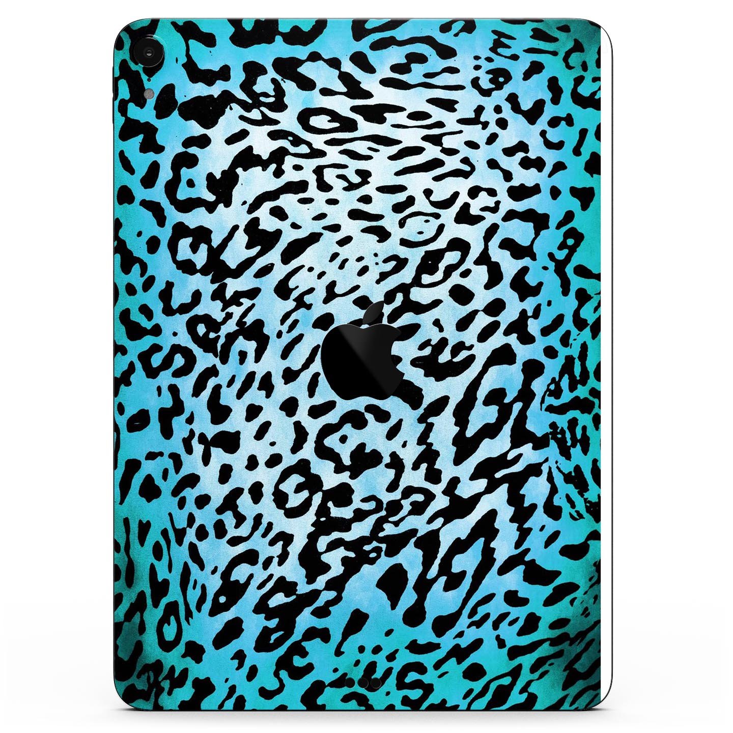 Hot teal cheetah animal print full body skin decal for Apple devices, showcasing vibrant colors and sleek design.