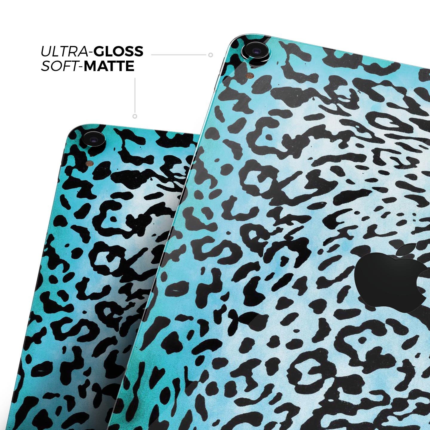 Hot teal cheetah animal print full body skin decal for Apple devices, showcasing vibrant colors and sleek design.