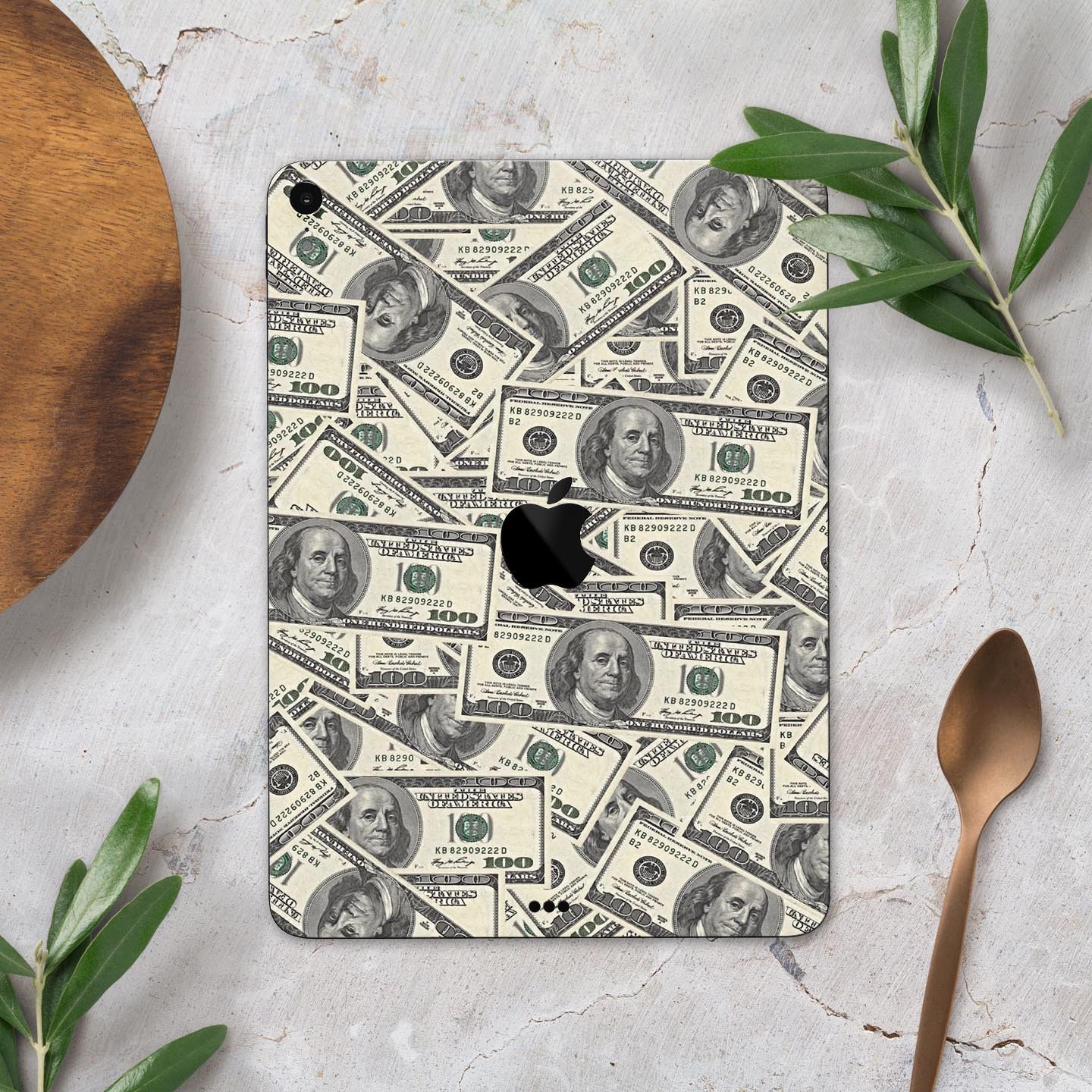 Hundred Dollar Bill skin decal for Apple iPad Pro showcasing vibrant design and premium finish.