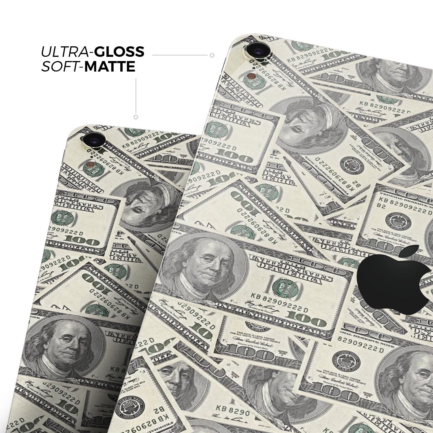 Hundred Dollar Bill skin decal for Apple iPad Pro showcasing vibrant design and premium finish.