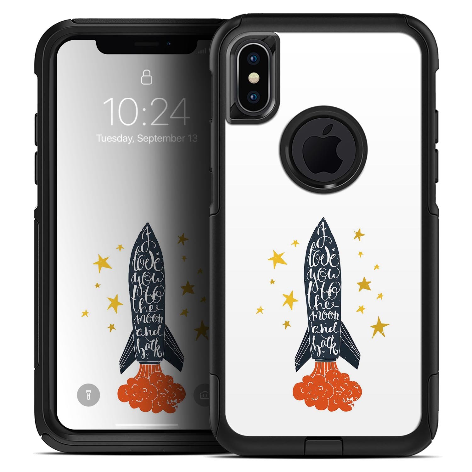 I Love You To The Moon And Back Skin Kit for iPhone OtterBox, featuring a vibrant design and ultra-thin protection.