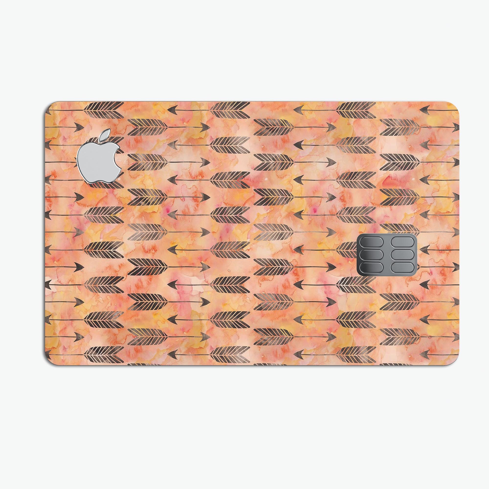 Igneous Black Tribal Arrow Pattern skin applied on an Apple Card, showcasing its stylish design and premium quality.