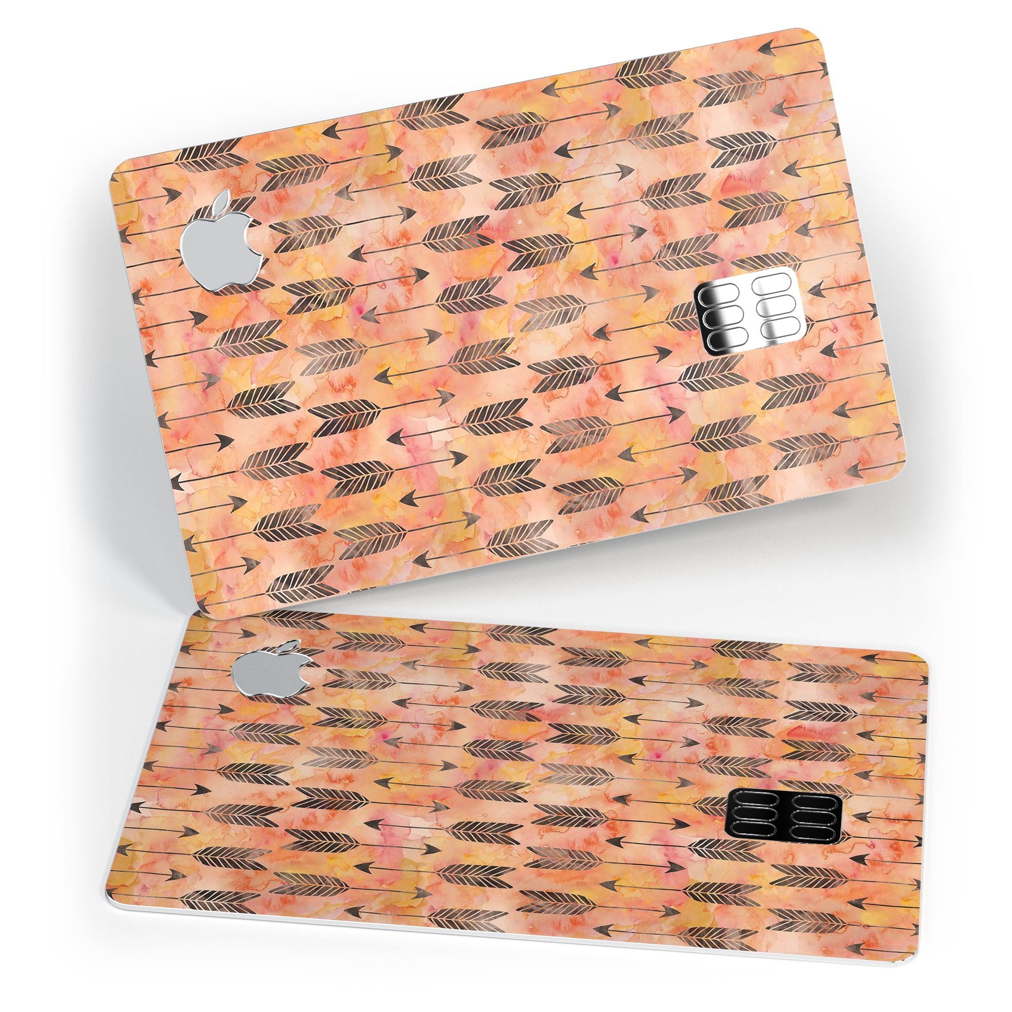 Igneous Black Tribal Arrow Pattern skin applied on an Apple Card, showcasing its stylish design and premium quality.