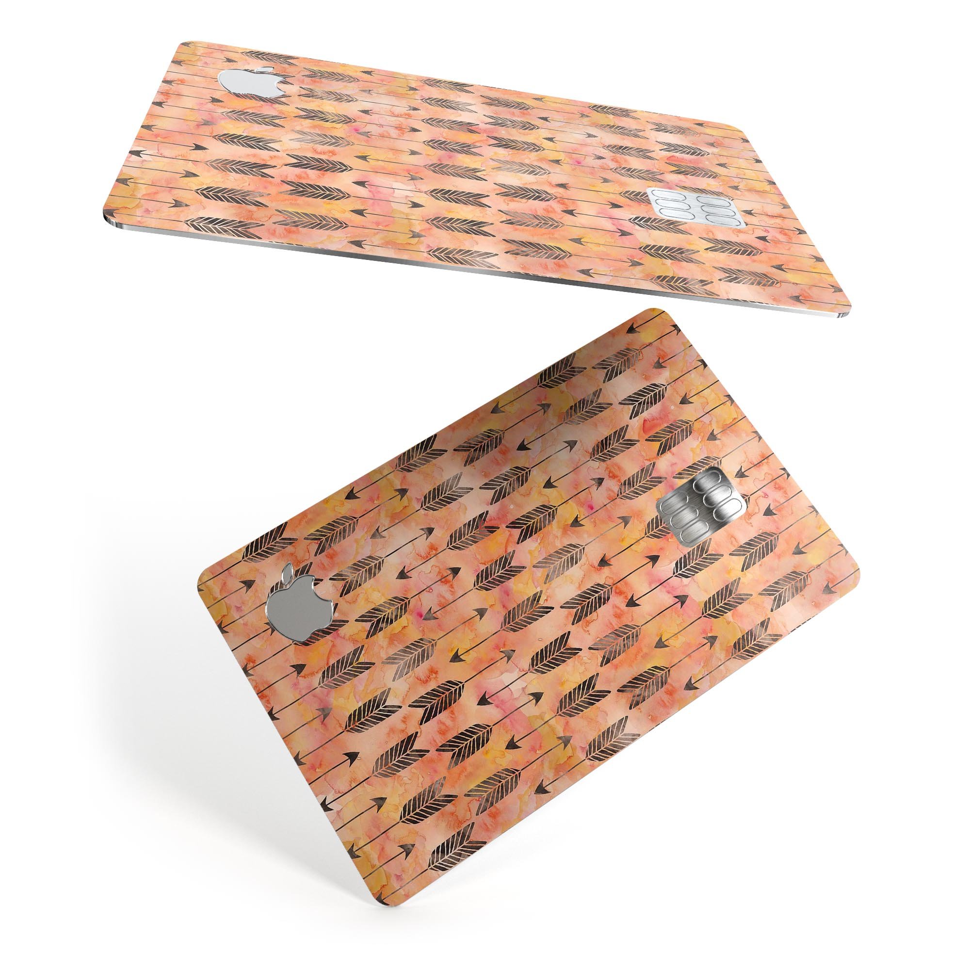 Igneous Black Tribal Arrow Pattern skin applied on an Apple Card, showcasing its stylish design and premium quality.