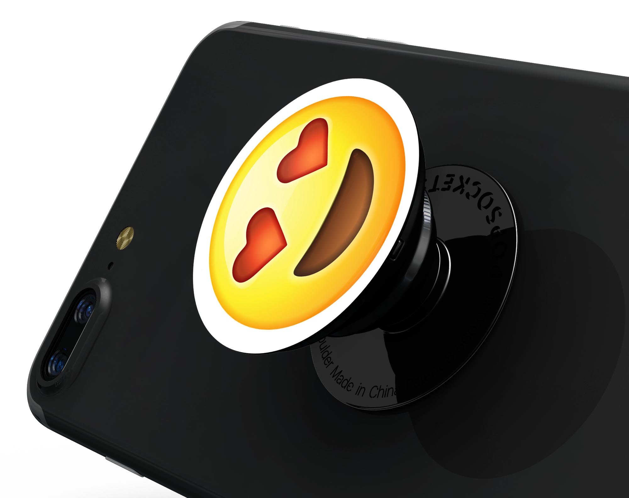In Love Emoticon Emoji Skin Kit for PopSockets, featuring vibrant emoticon designs on a durable vinyl material.