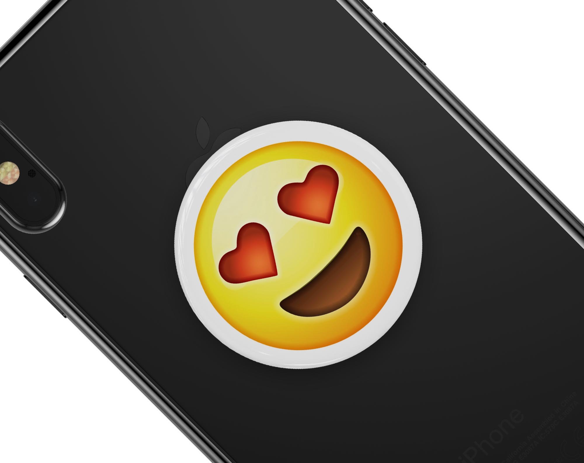 In Love Emoticon Emoji Skin Kit for PopSockets, featuring vibrant emoticon designs on a durable vinyl material.
