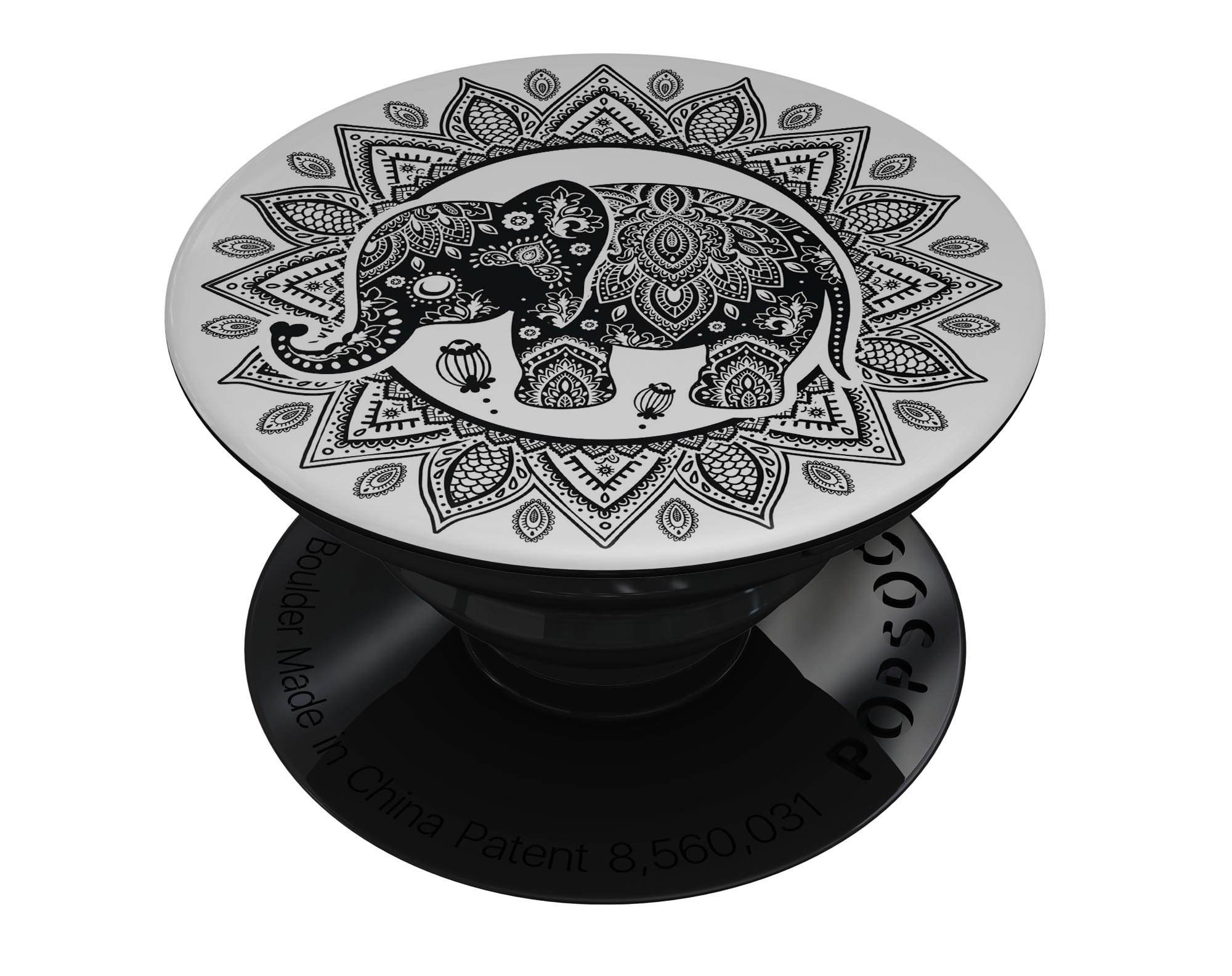 Indian Mandala Elephant Skin Kit for PopSockets, featuring vibrant colors and intricate design on premium vinyl.