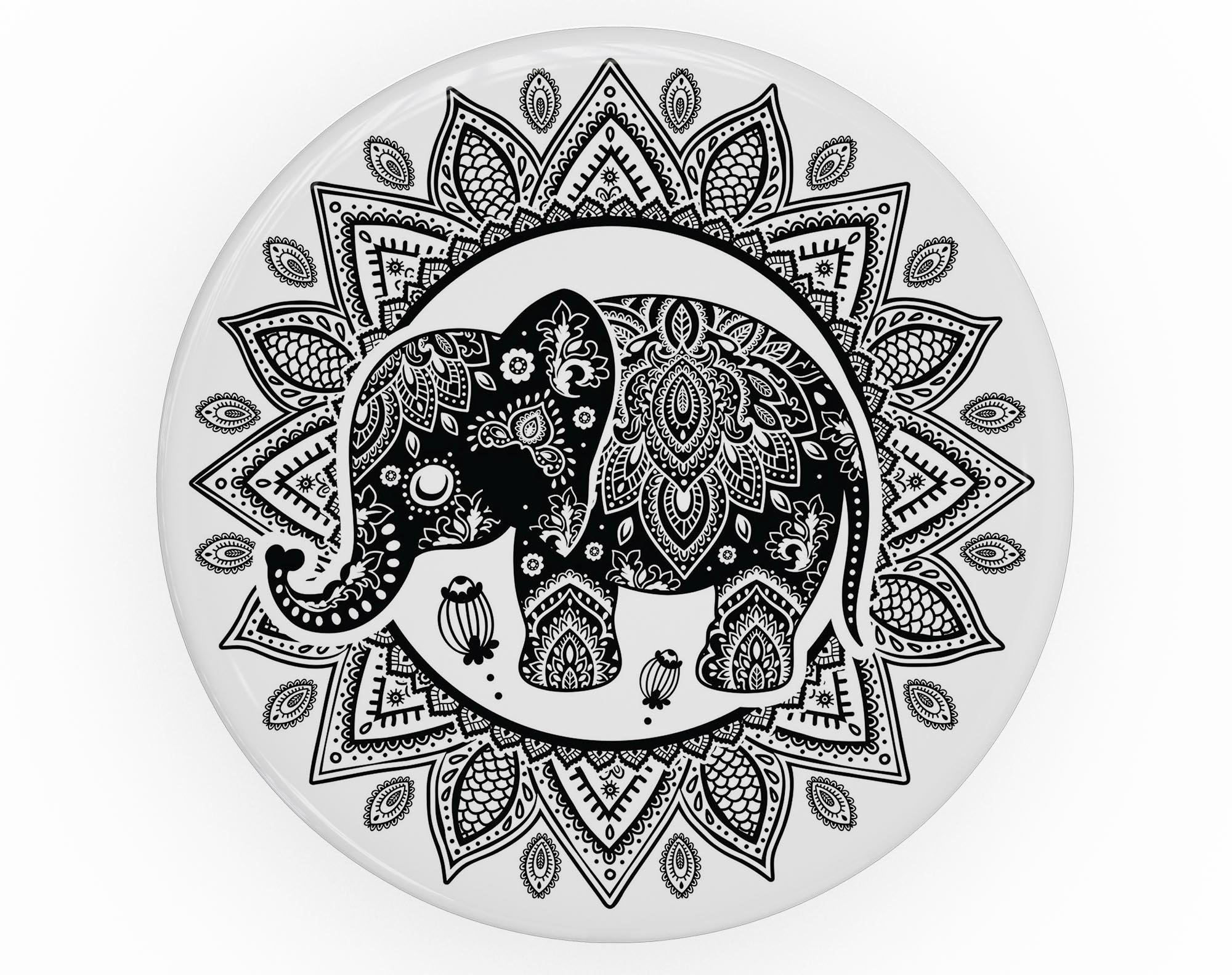Indian Mandala Elephant Skin Kit for PopSockets, featuring vibrant colors and intricate design on premium vinyl.