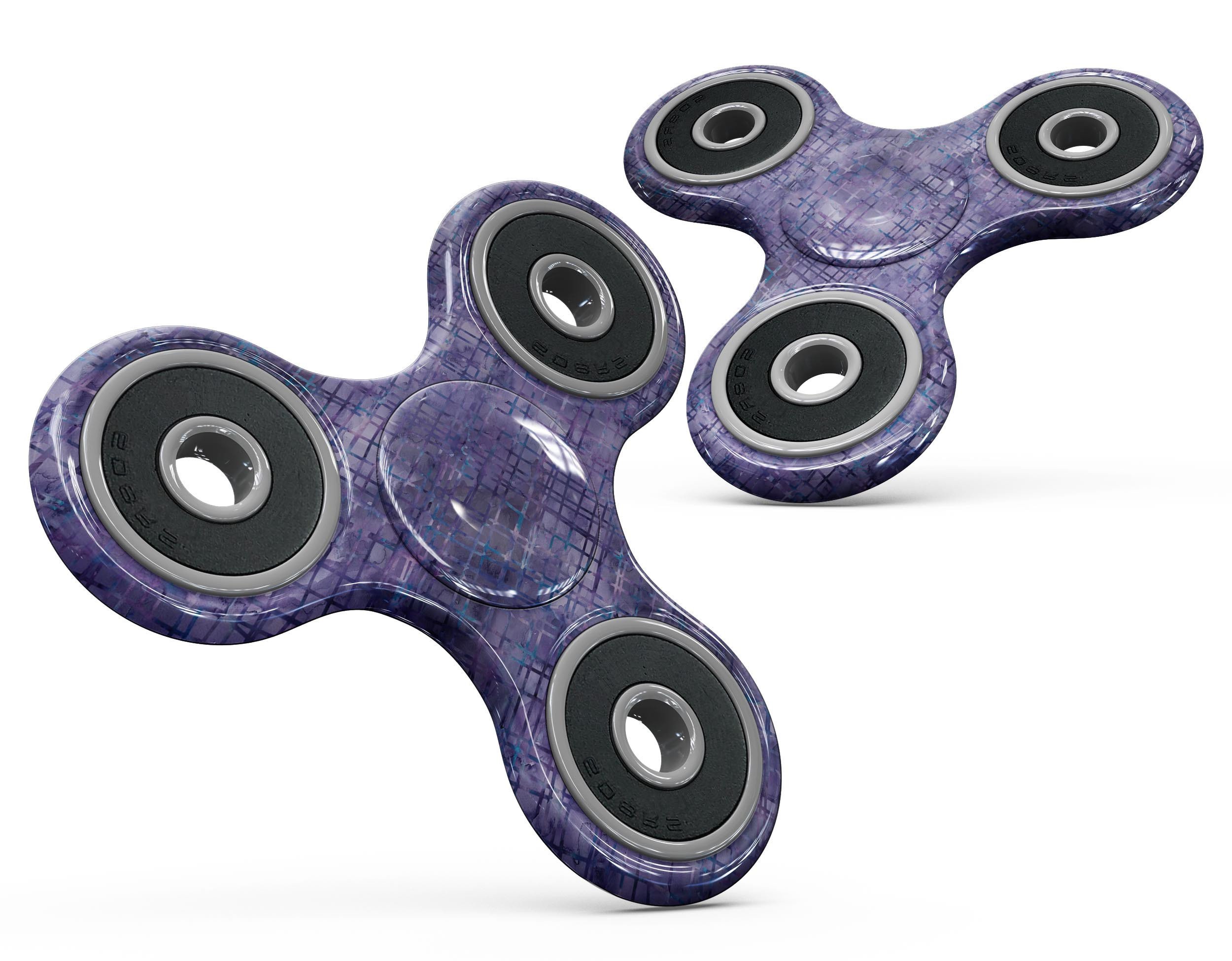 Indigo Watercolor Cross Hatch Full-Body Skin-Kit for fidget spinner, showcasing vibrant colors and unique design.