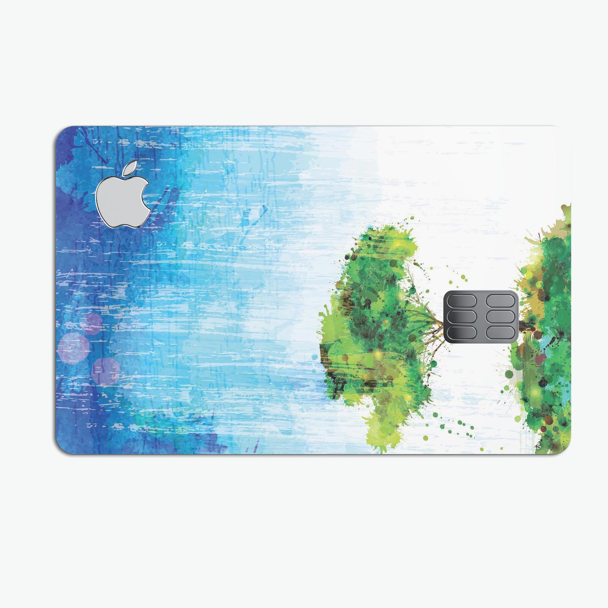 Individual Tree Splatter Premium Protective Decal Skin-Kit for Apple Card, showcasing its unique design and high-quality finish.