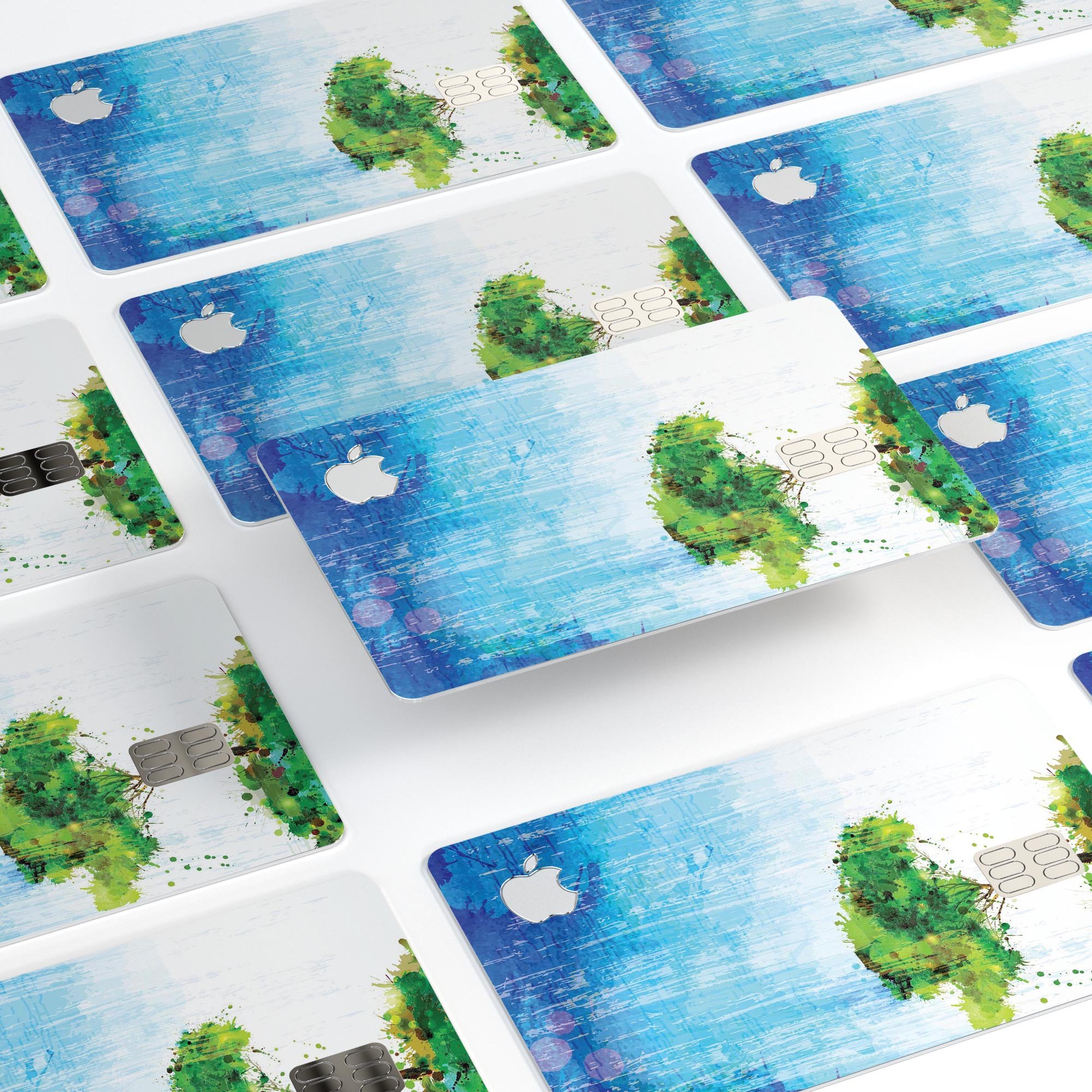 Individual Tree Splatter Premium Protective Decal Skin-Kit for Apple Card, showcasing its unique design and high-quality finish.