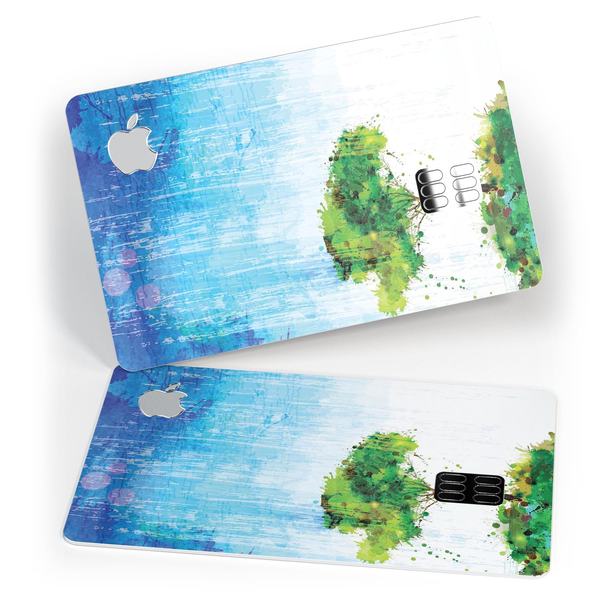 Individual Tree Splatter Premium Protective Decal Skin-Kit for Apple Card, showcasing its unique design and high-quality finish.