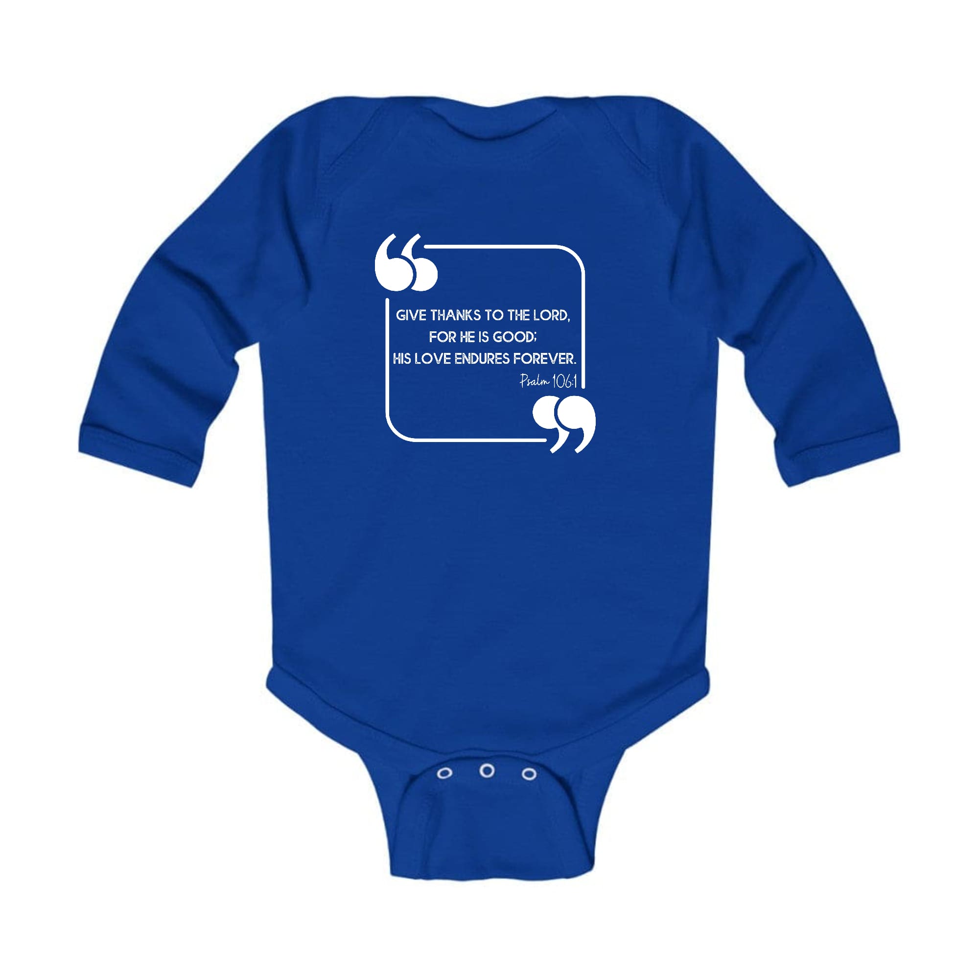 Infant Long Sleeve Graphic T-shirt with 'Give Thanks to the Lord' design, featuring soft fabric and lap shoulder for easy dressing.