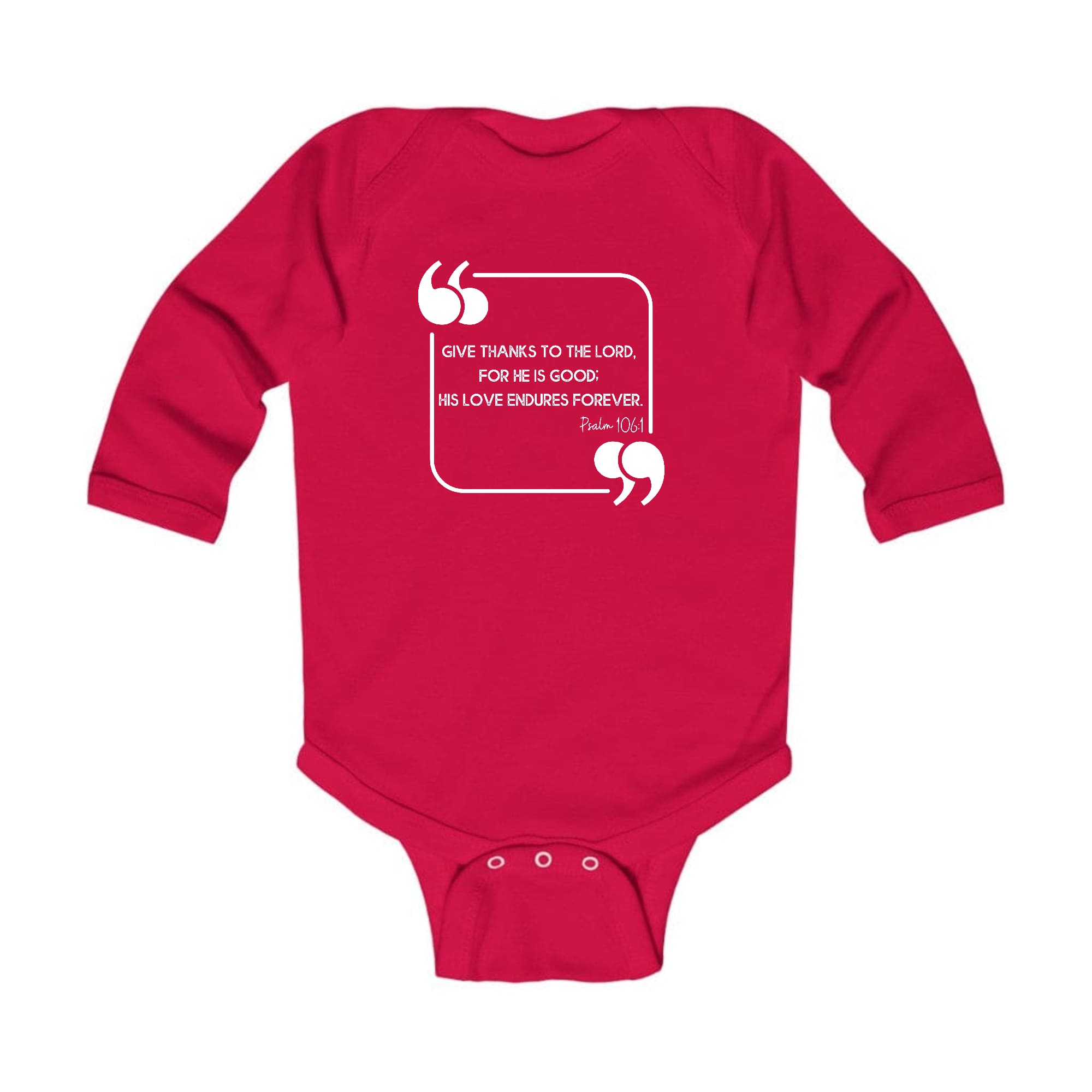 Infant Long Sleeve Graphic T-shirt with 'Give Thanks to the Lord' design, featuring soft fabric and lap shoulder for easy dressing.