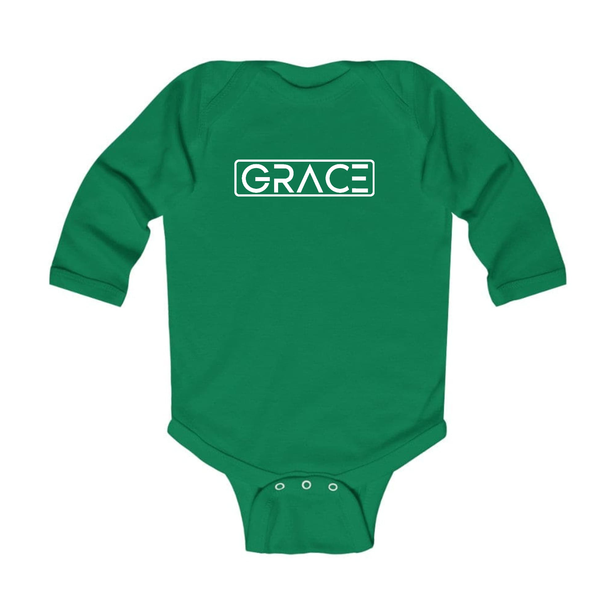 Infant Long Sleeve Graphic T-shirt in Grace design, featuring soft fabric and lap shoulder for easy dressing.